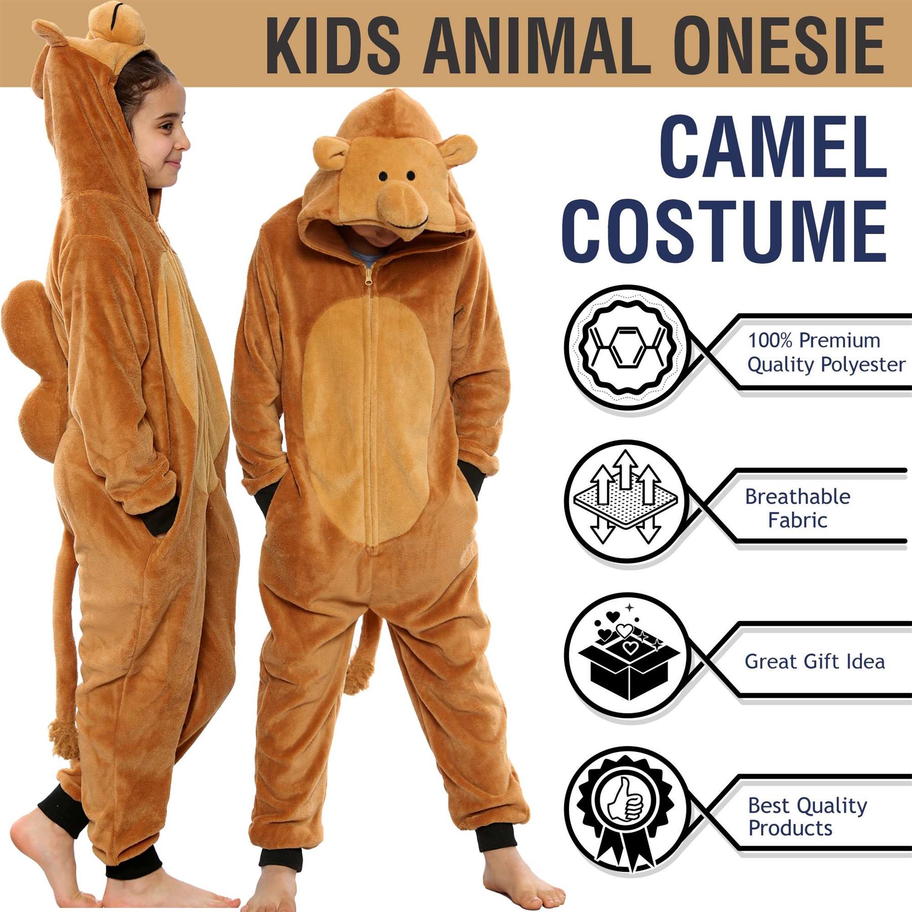 Kids Fleece A2Z Onesie One Piece Jumpsuit Camel Pyjamas World Book Day Costume