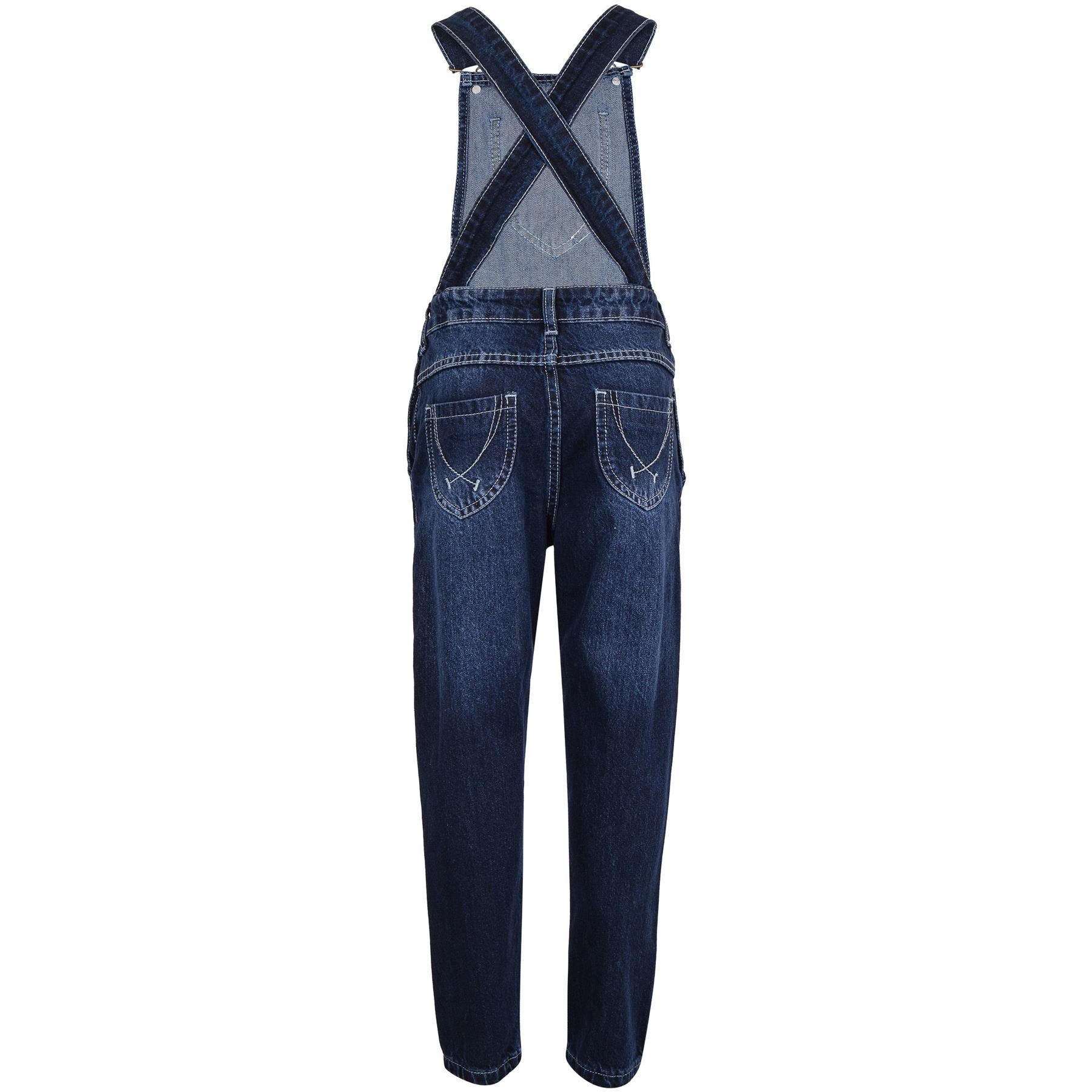 Kids Girls New Fashion Dark Blue Denim Dungaree