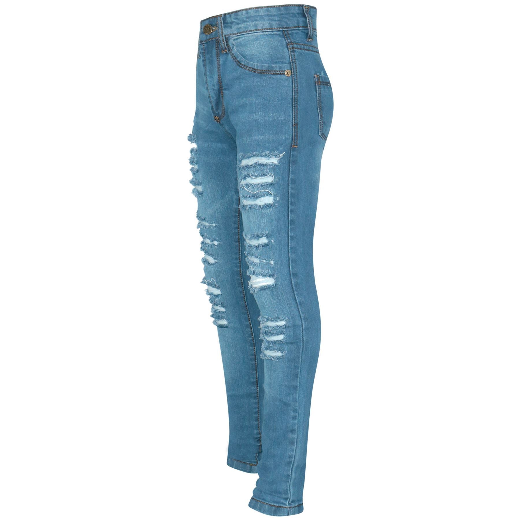 Girls Denim Ripped Skinny Jeans Lightweight Pants