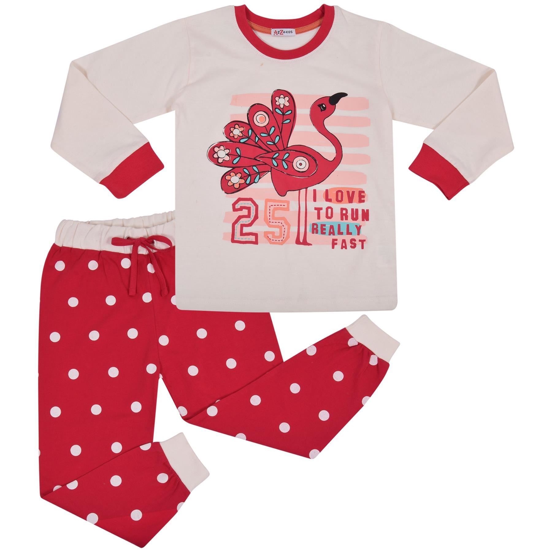 Kids Girls Flamingo Print Pyjamas Children PJs 2 Piece Cotton Set Nightwear 2-13