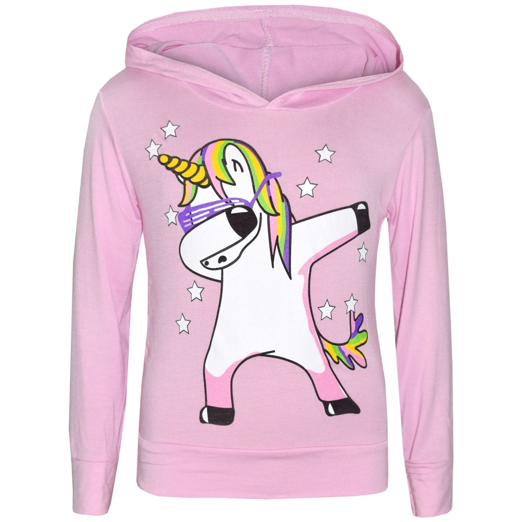 Kids Girls Rainbow Unicorn Dab Floss Hooded Top & Legging Set