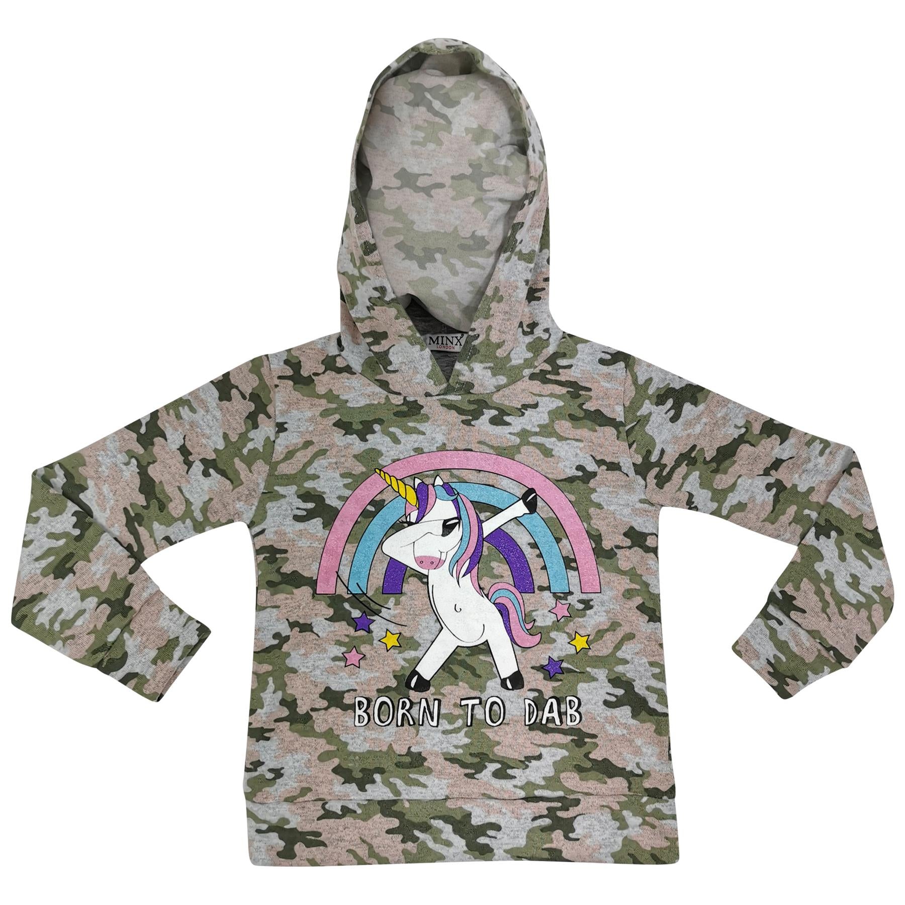 Kids Girls Rainbow Unicorn Dab Floss Hooded Top & Legging Set