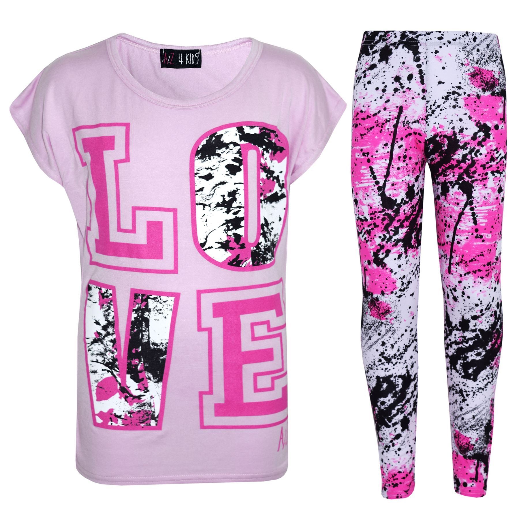 Kids Girls Love Selfie Printed Top & Legging Splash Set