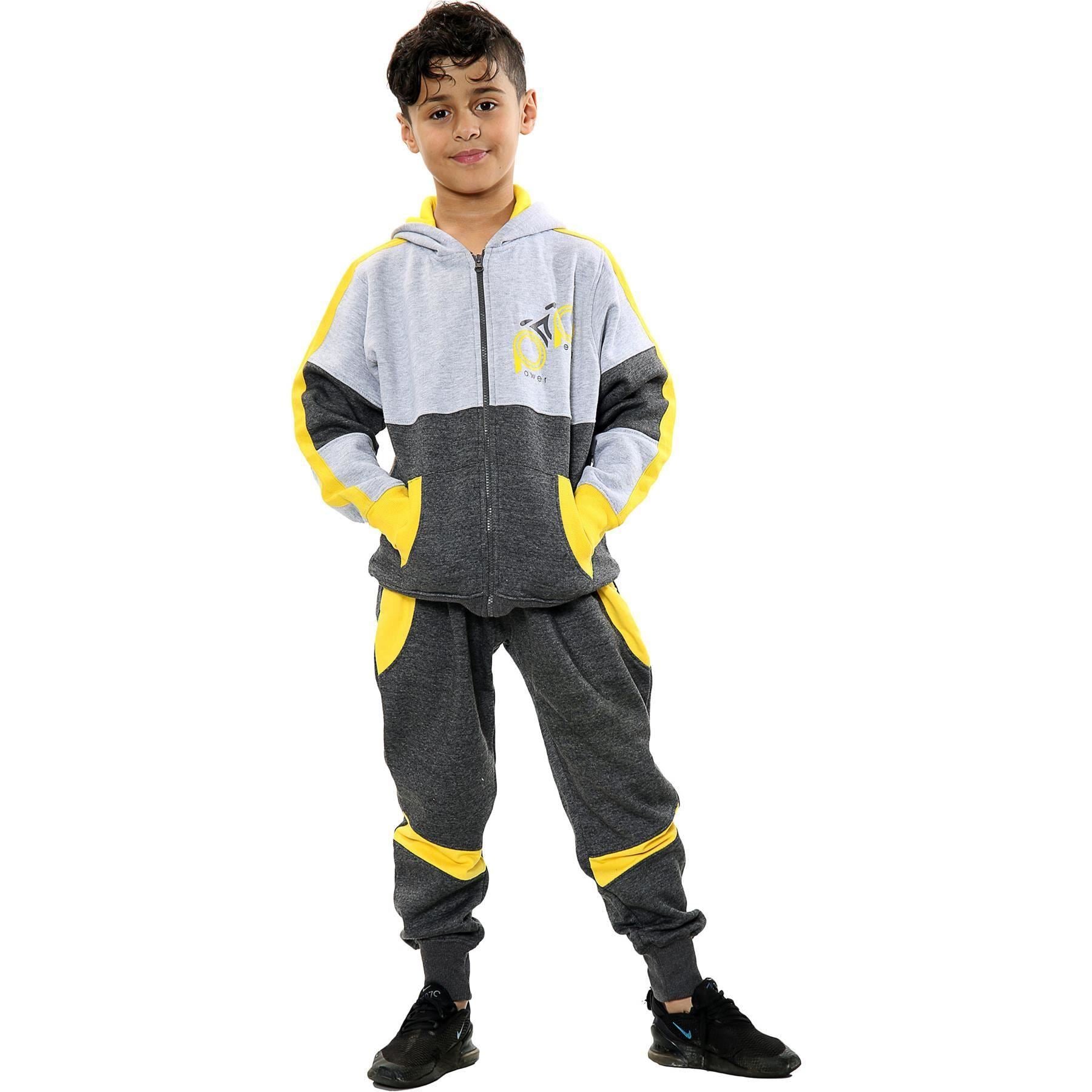 Unisex Yellow Pedal Power Print Contrast Panelled Tracksuit