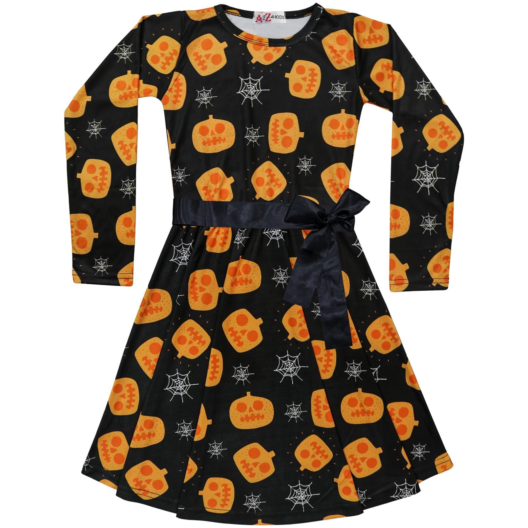 Kids Girls Halloween Skater Dress Xmas Party Dresses