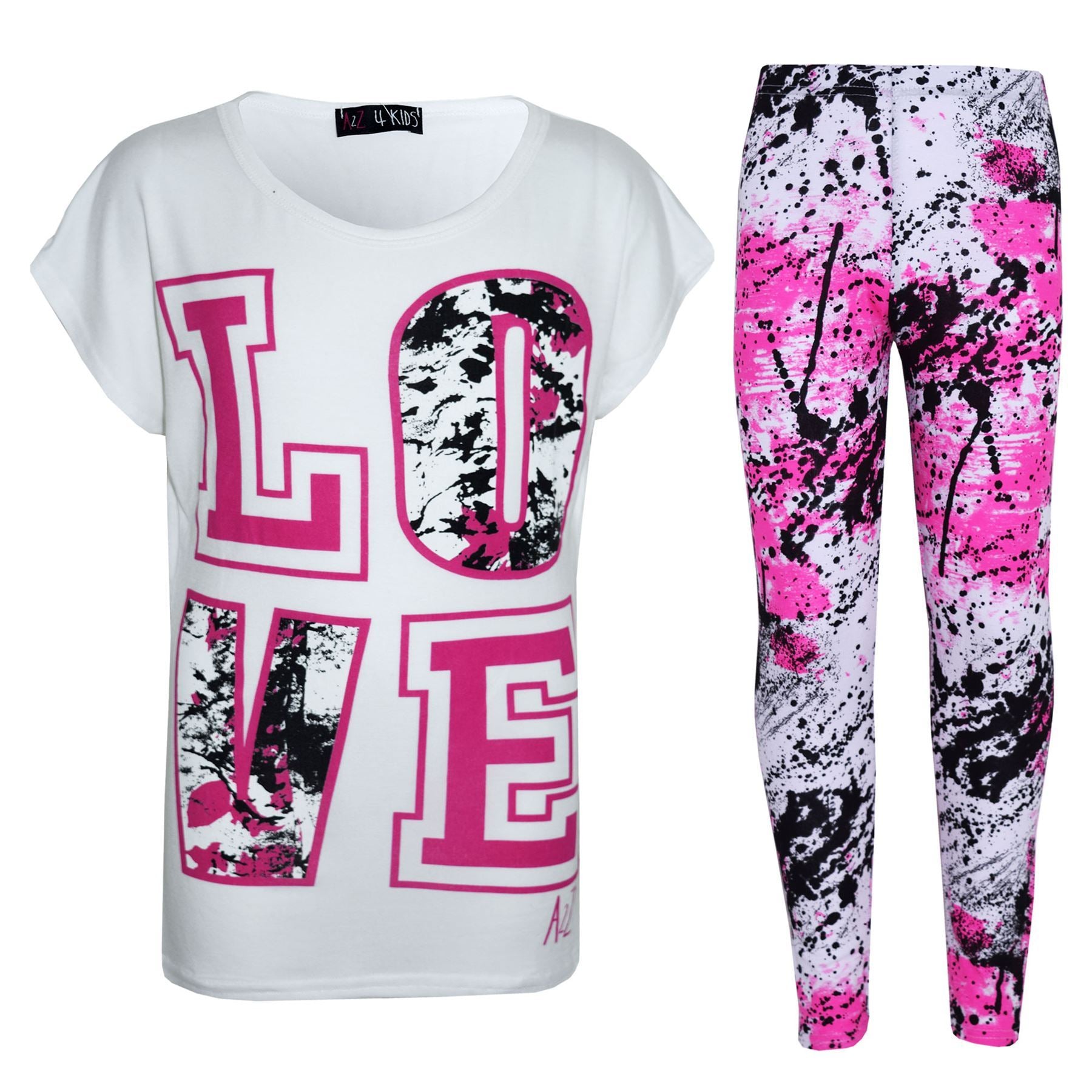 Kids Girls Love Selfie Printed Top & Legging Splash Set