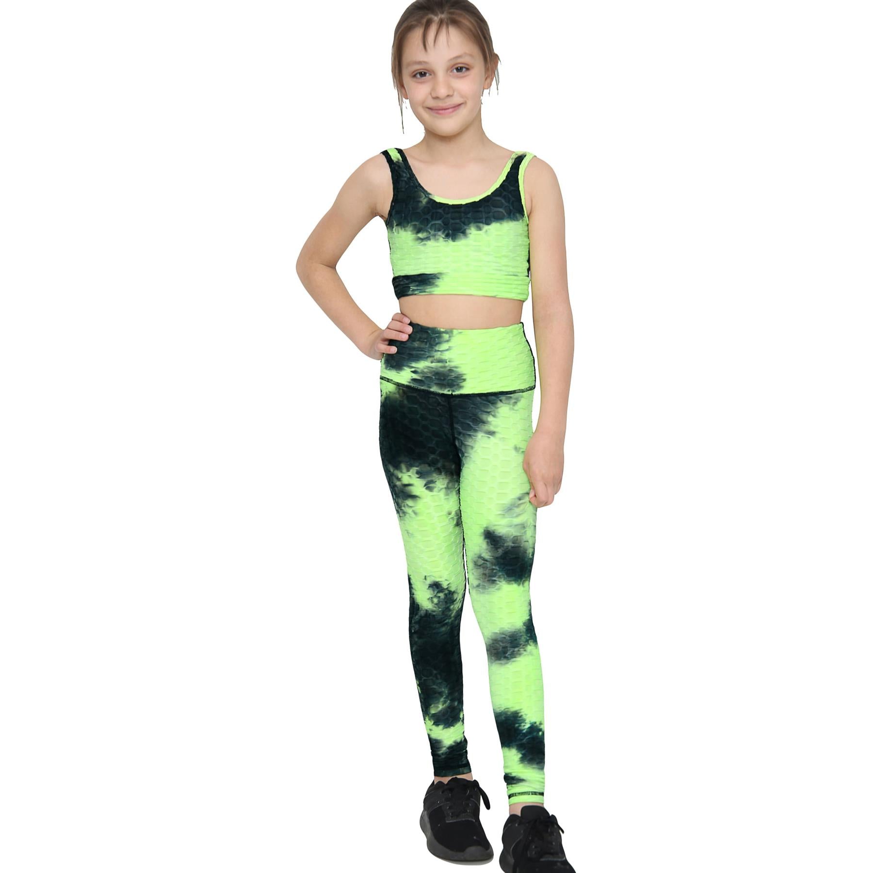 Girls Honeycomb Vest & Legging Summer Yoga Set