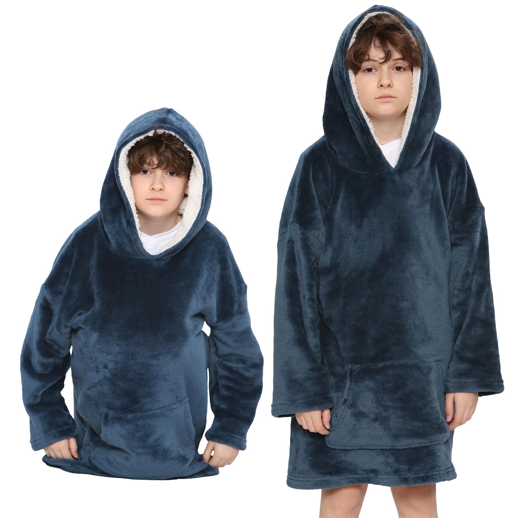 Kids Unisex Oversized Hoodie Navy Snuggle Blanket Super Soft Warm Fleece