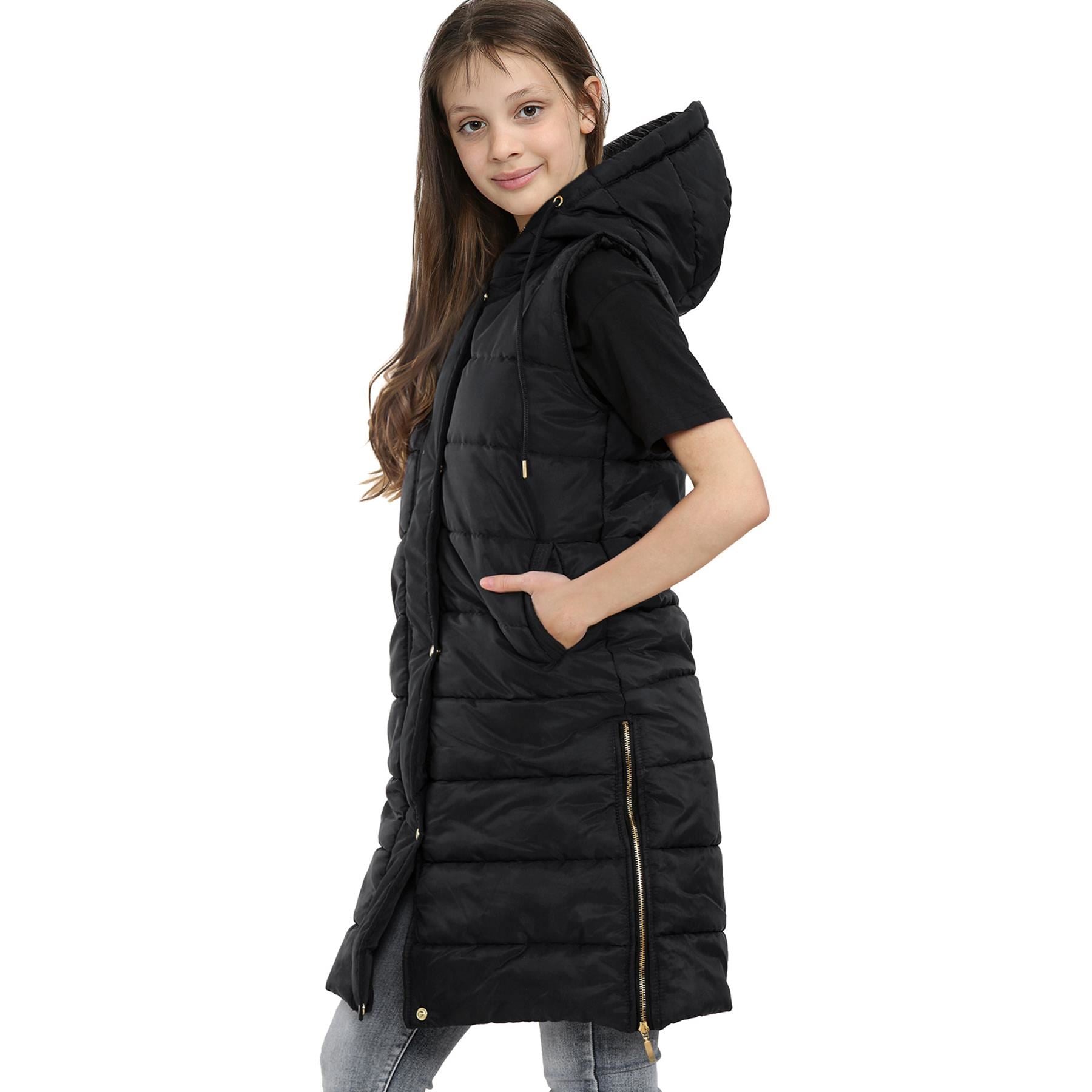 Girls Oversized Black Gilet Long Line Jacket Coat - Kids Clothing Store