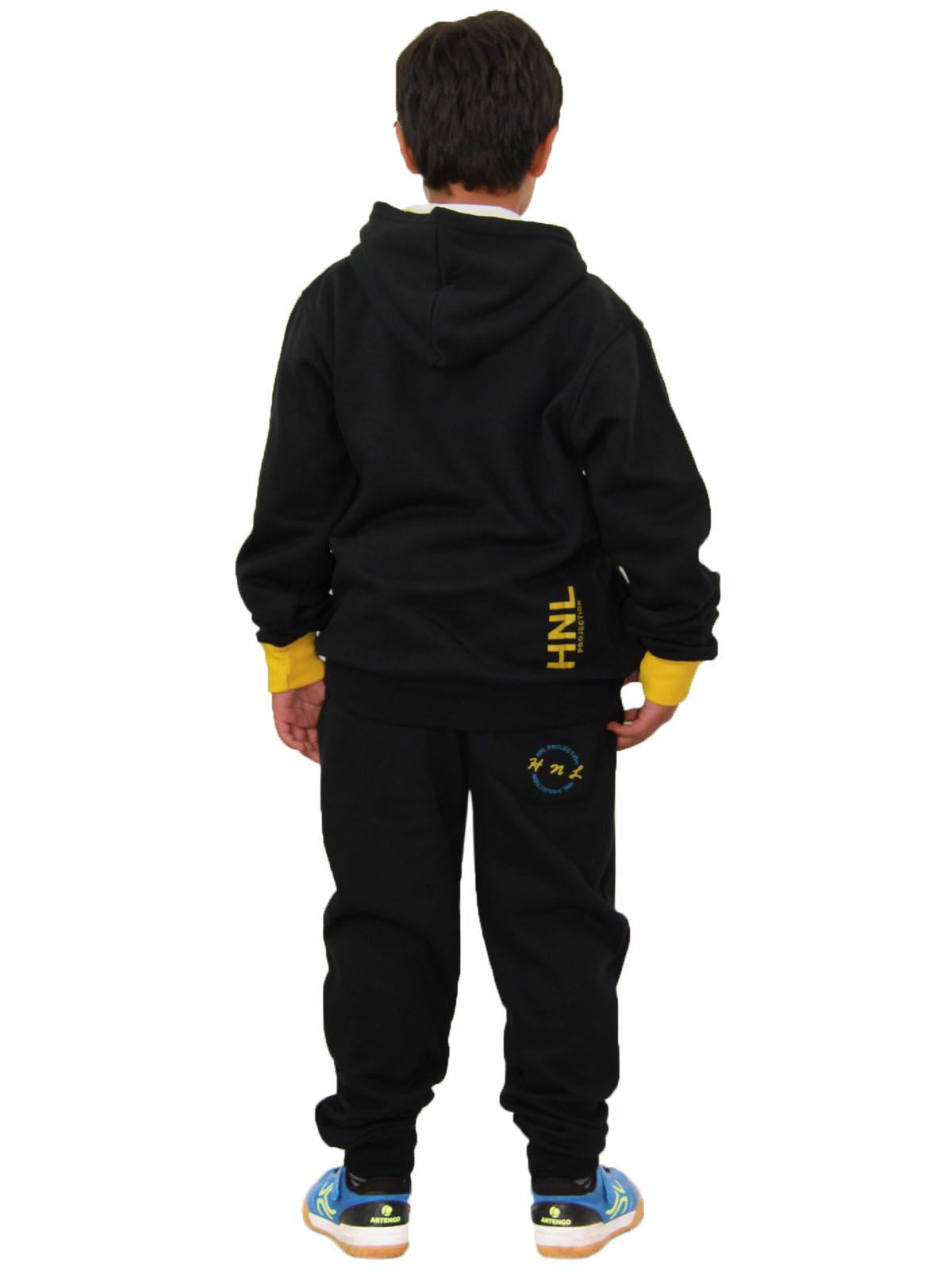 Boys Girls HNL Projection Print Yellow Hoodie Tracksuit