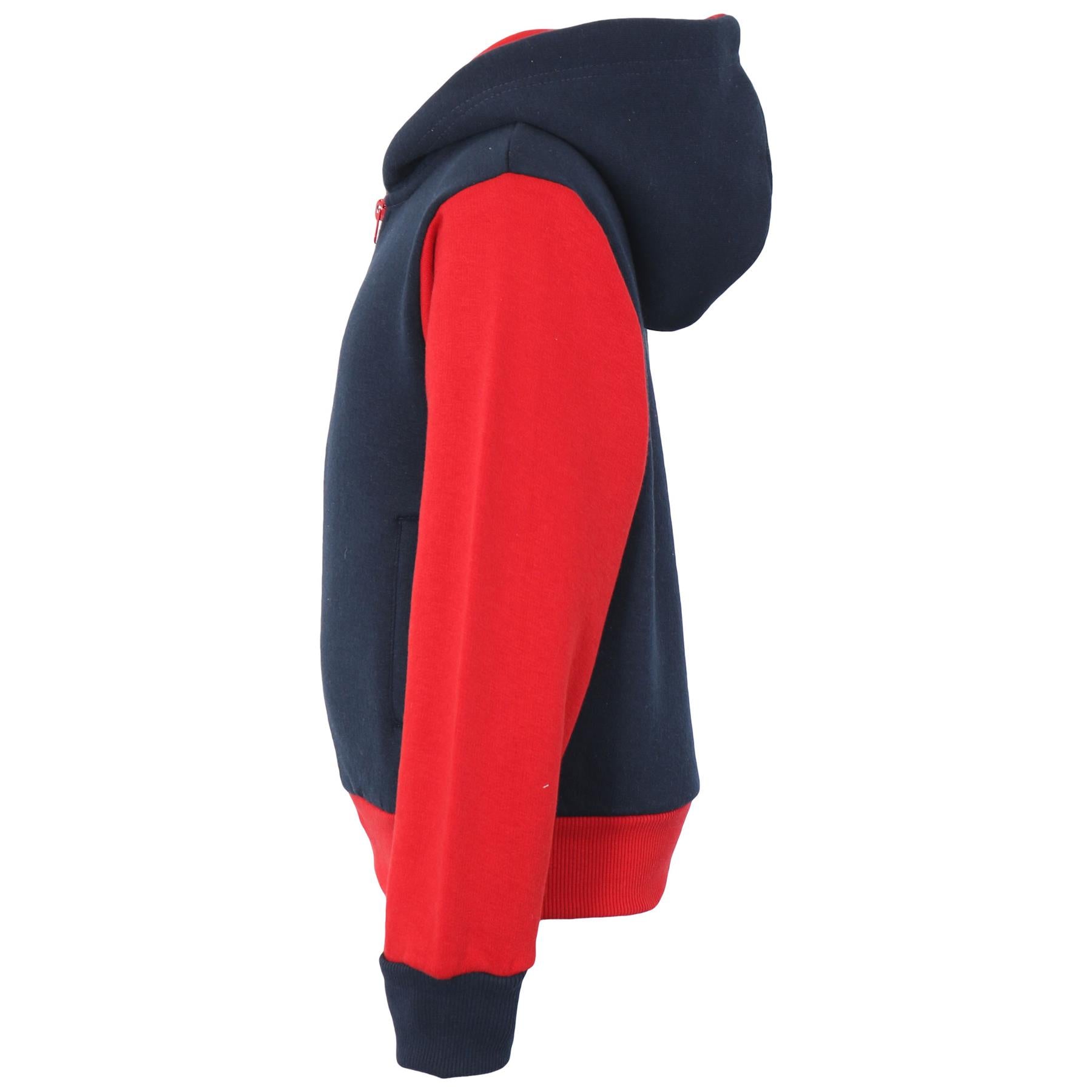 Kids Girls Boys Plain Navy & Red Hoodie Bottom Jogging Suit