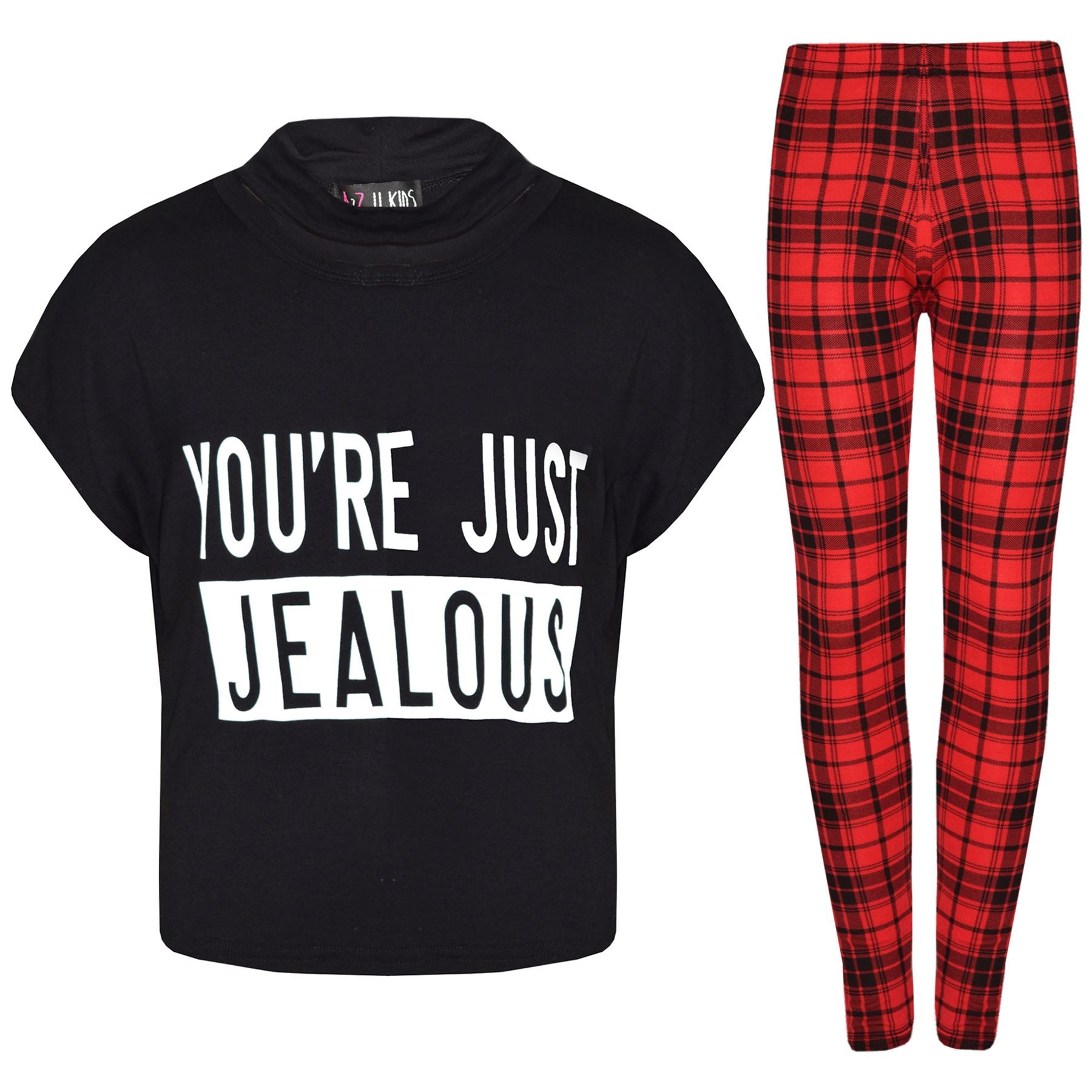 Girls Kids You 're Just Jealous Print Crop Top & Legging Set