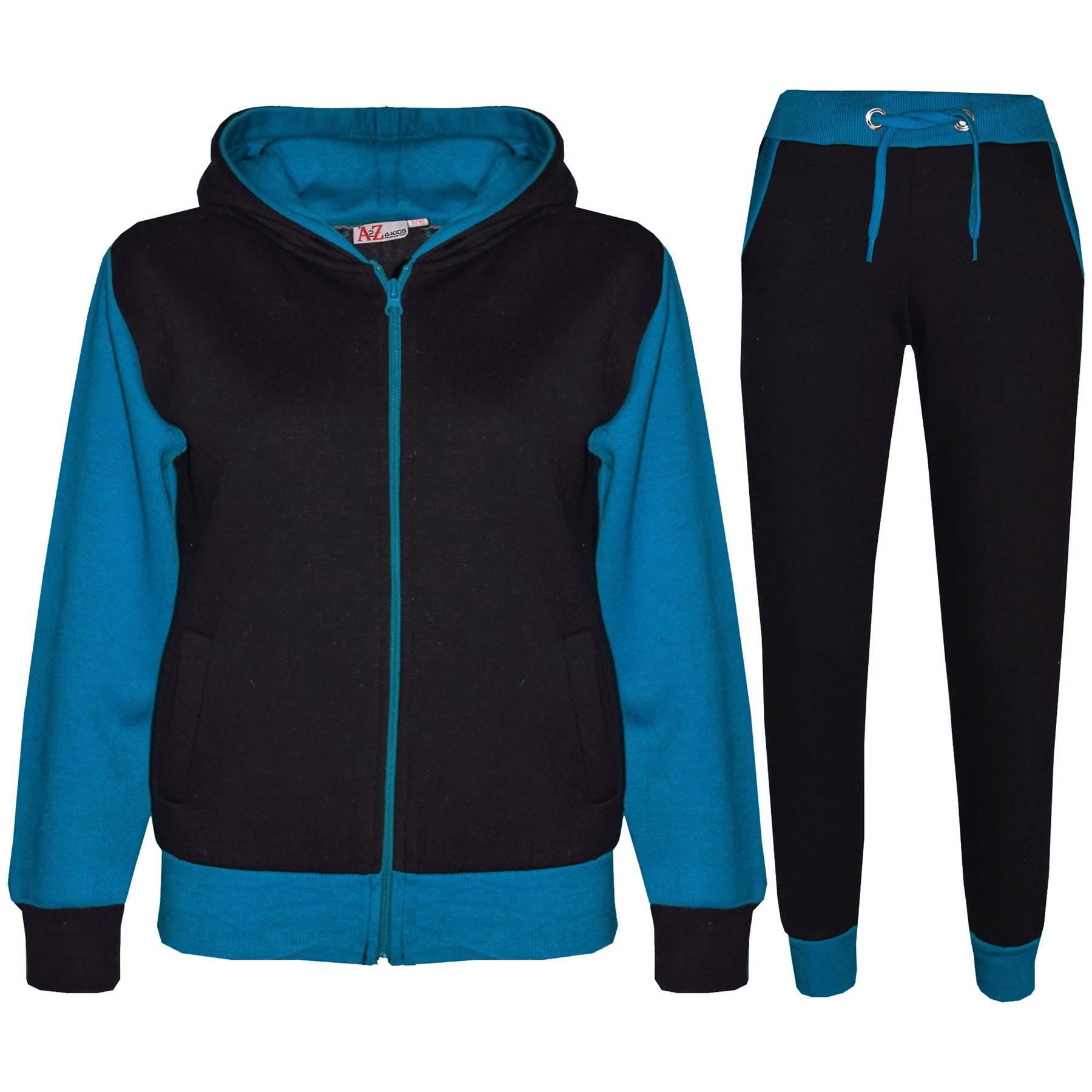 Kids Girls Boys Unisex Blue Hoodie & Bottom Tracksuit