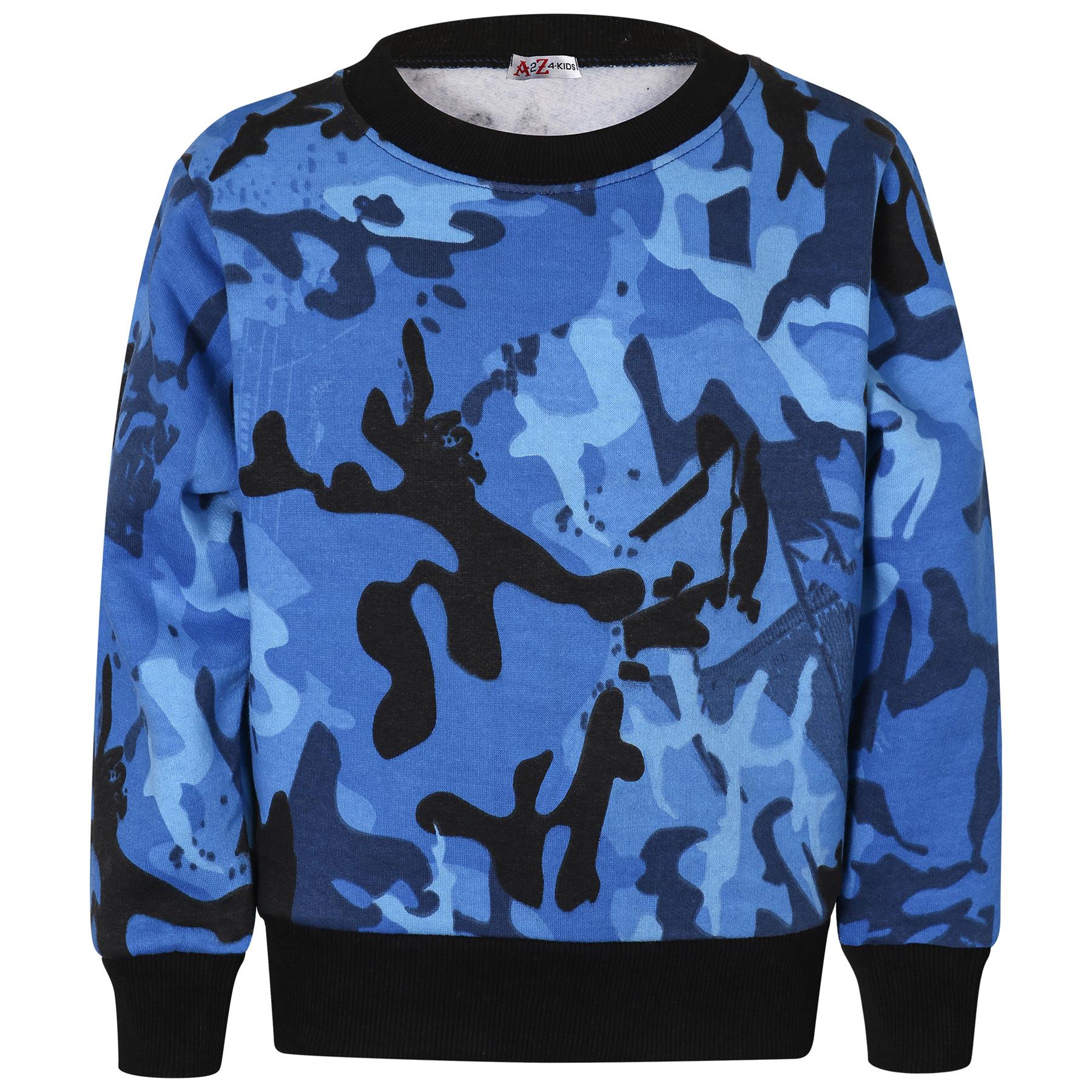 Kids Girls Boys Sweatshirt Camouflage Blue Jumper Scout School Uniform Jumper