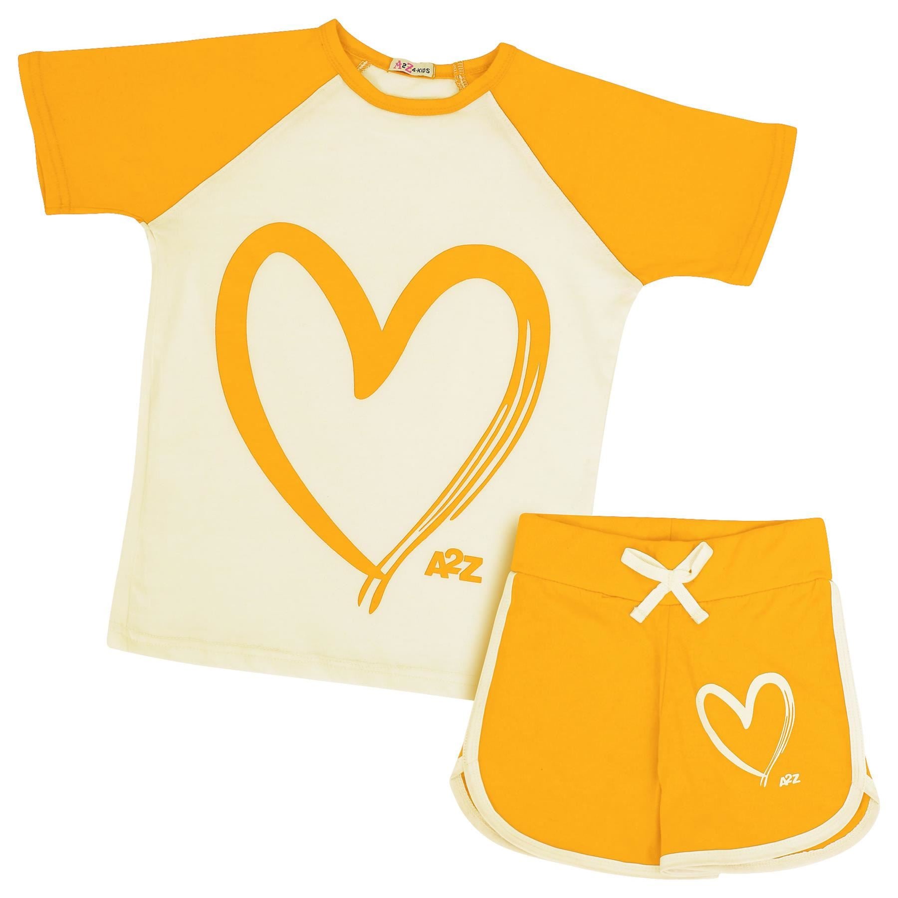 Girls T Shirt Sports Yellow Summer Outfit Shorts Set