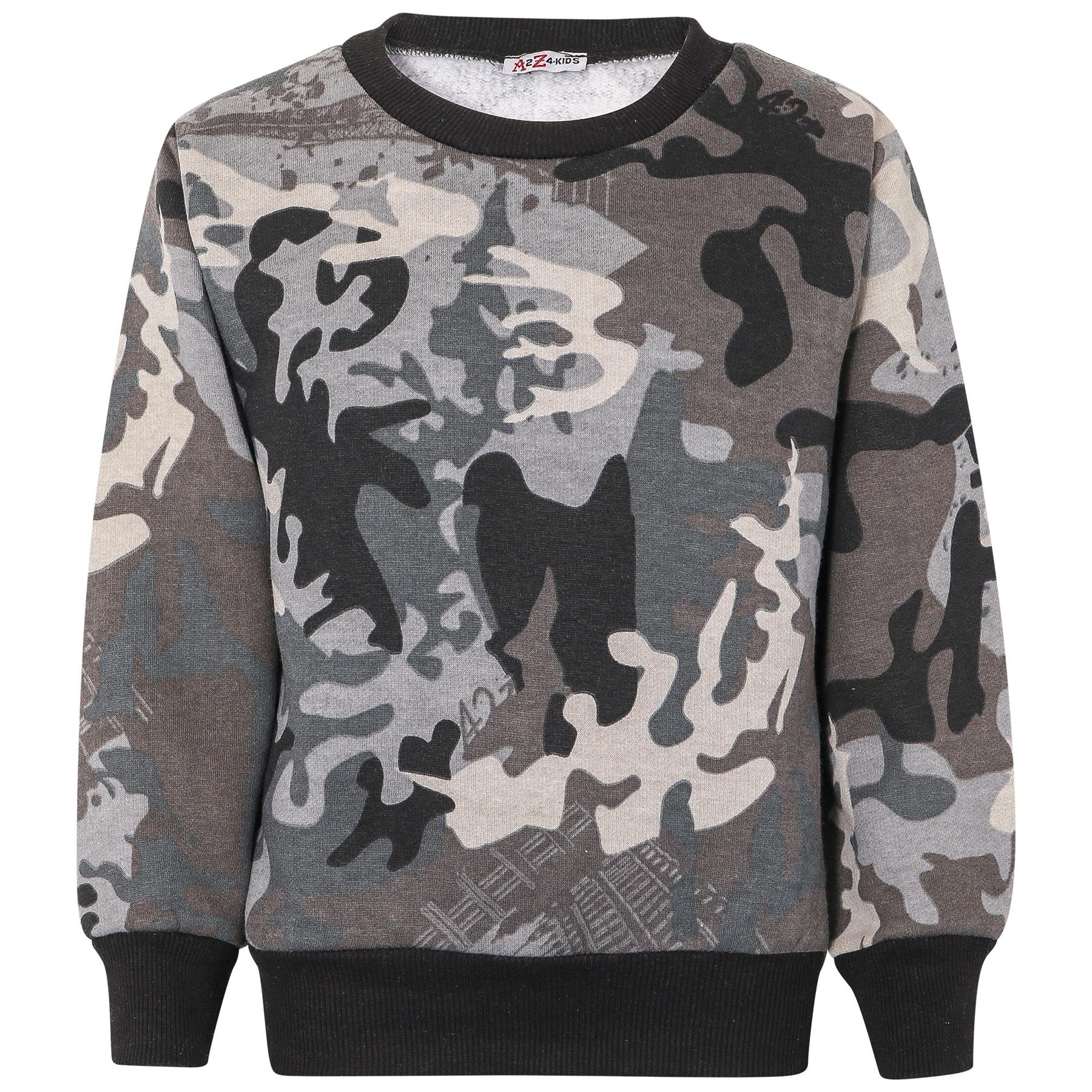 Kids Girls Boys Camouflage Charcoal Jumper Scout School Uniform Jumper Cardi Sweatshirt