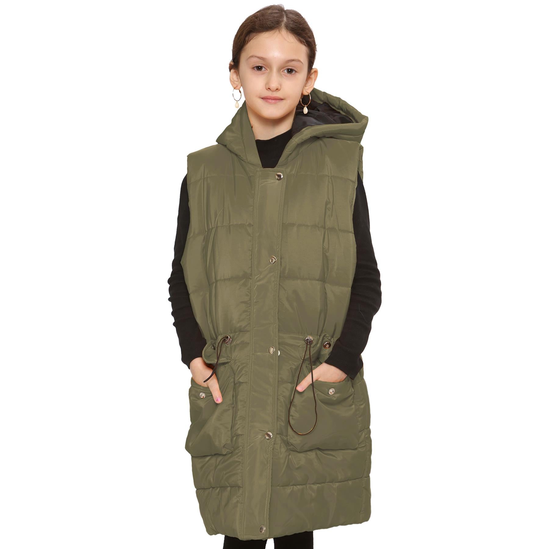 Kids Girls Oversized Gilet Long Line Style Jacket