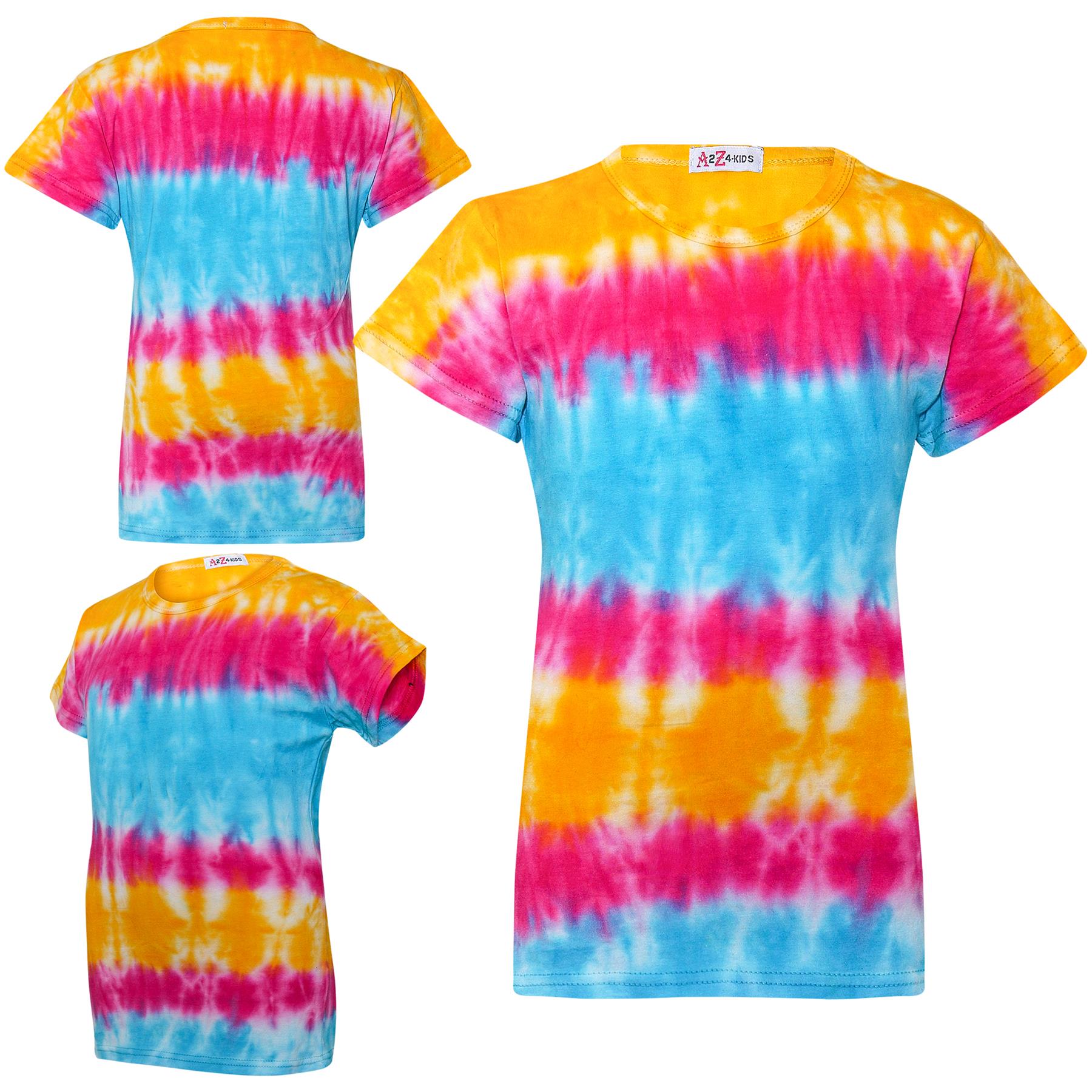 Kids Girls T Shirts Designer Dyed Tie Dye Print Trendy Fashion Tank Top & Tees