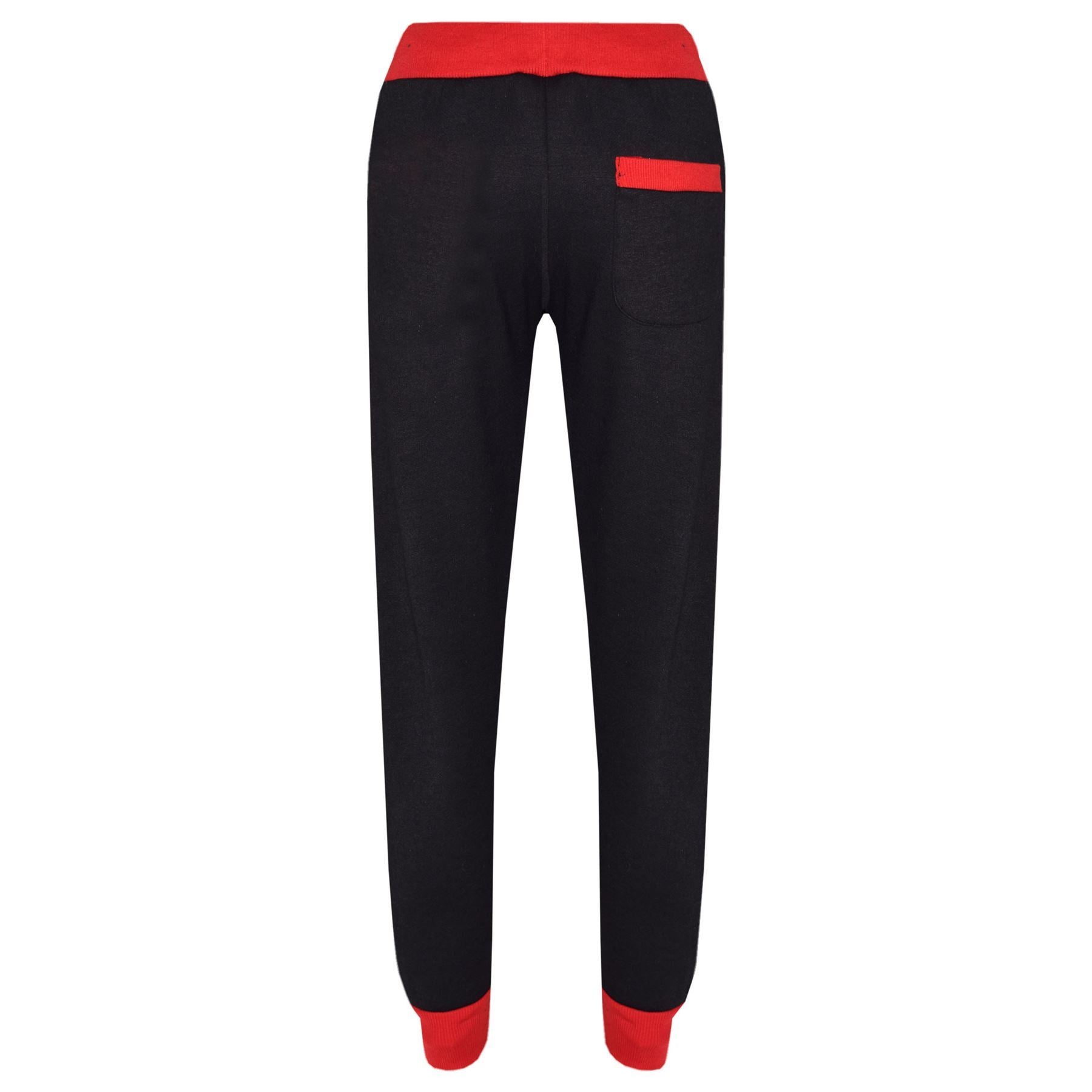 Kids Boys Girls The Power Design Jogger Black & Red Tracksuit