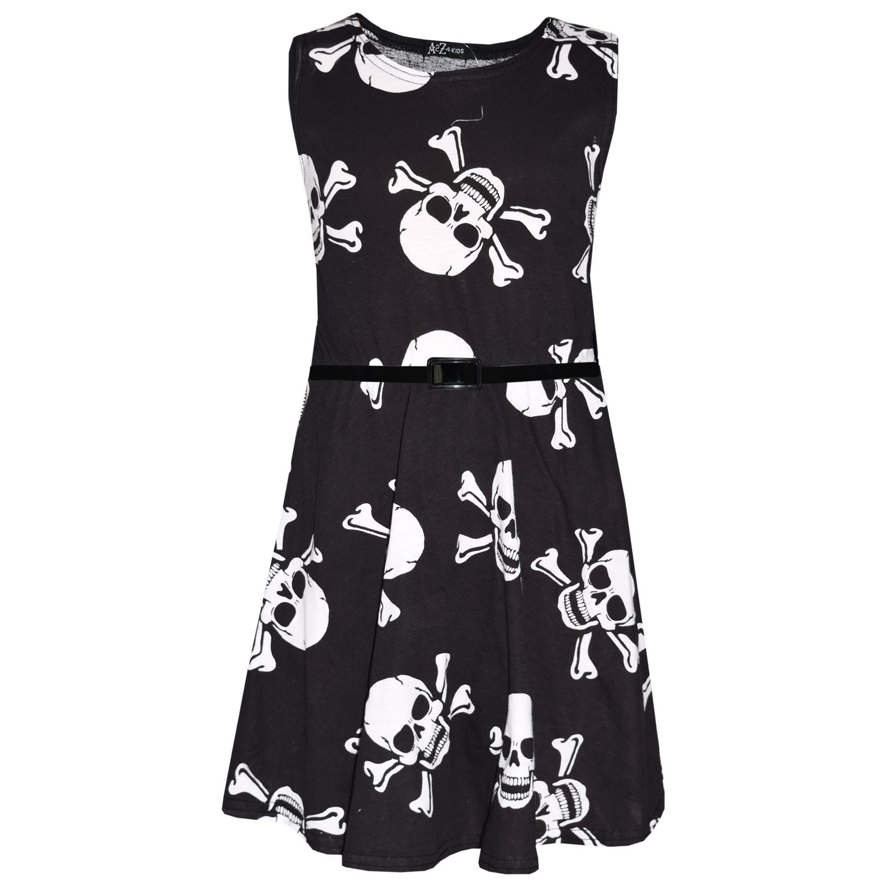 Kids Unisex Skull Print Halloween Top Legging Skater Dress