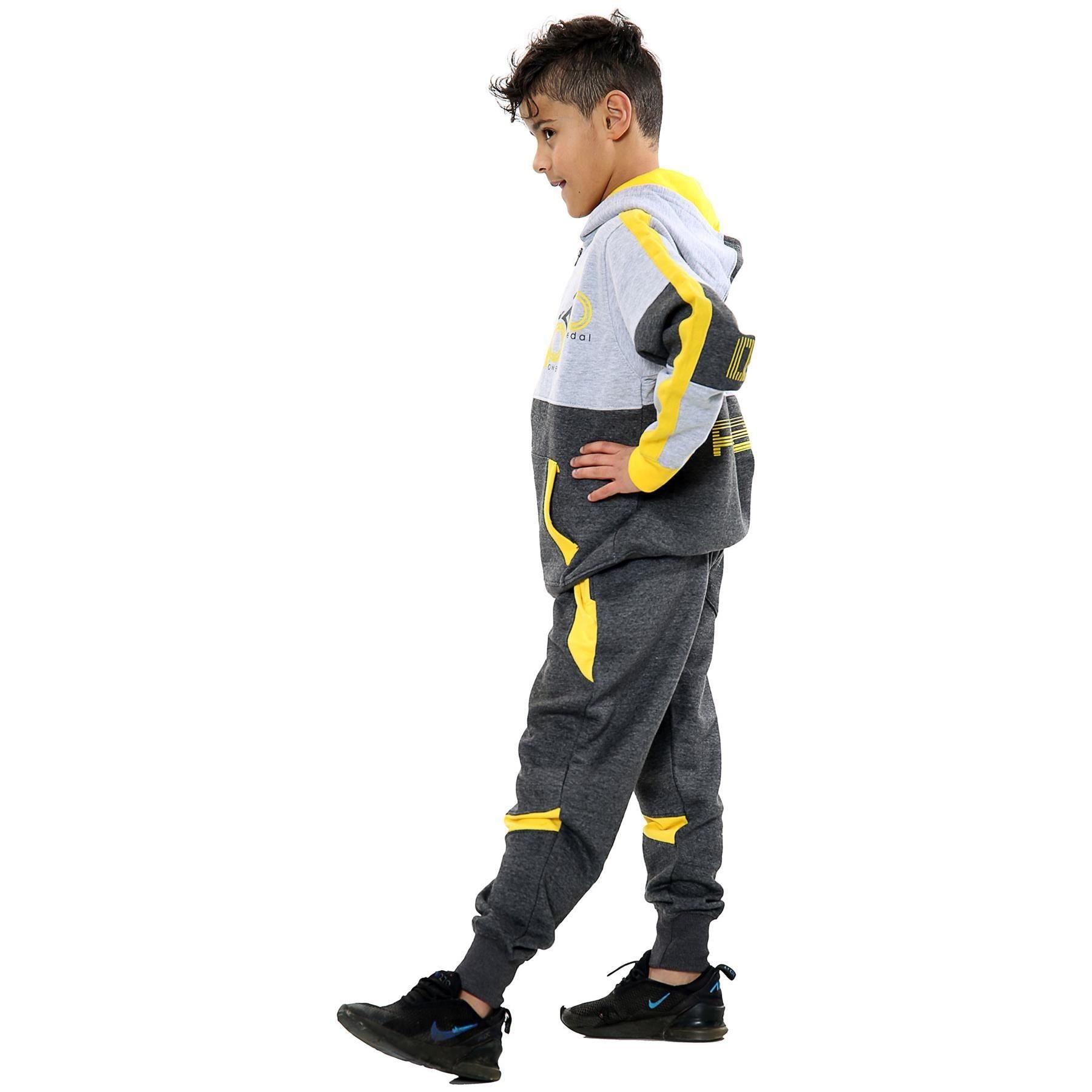 Unisex Yellow Pedal Power Print Contrast Panelled Tracksuit