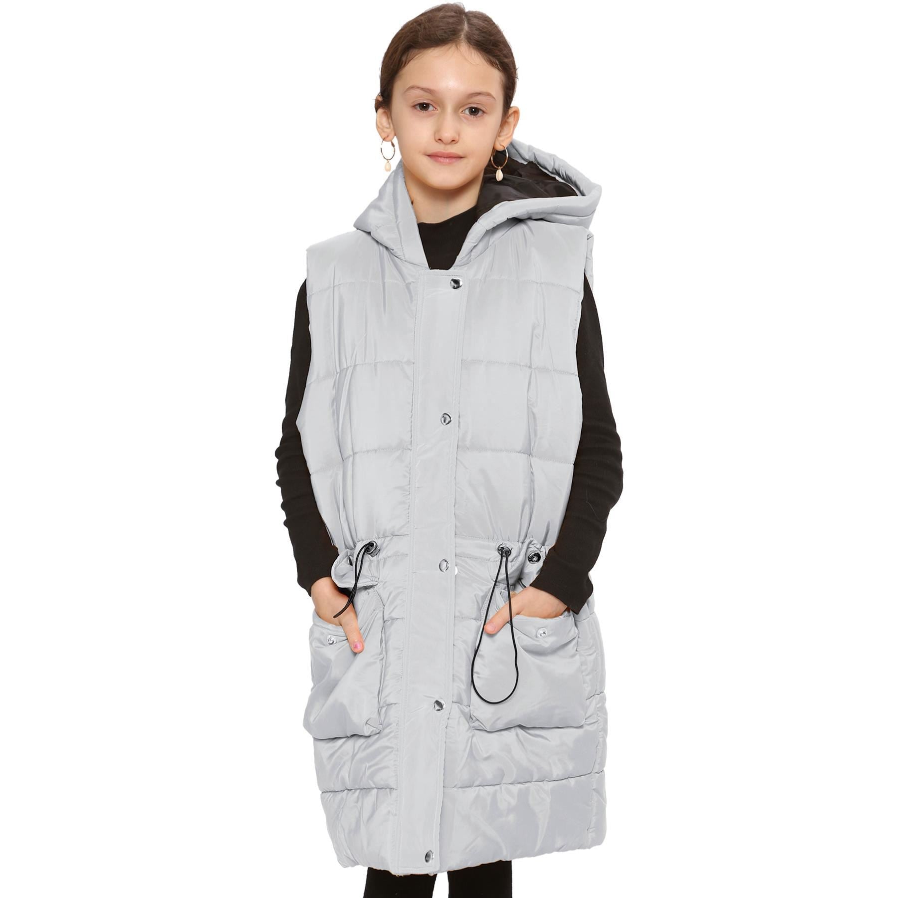 Kids Girls Oversized Gilet Long Line Style Jacket