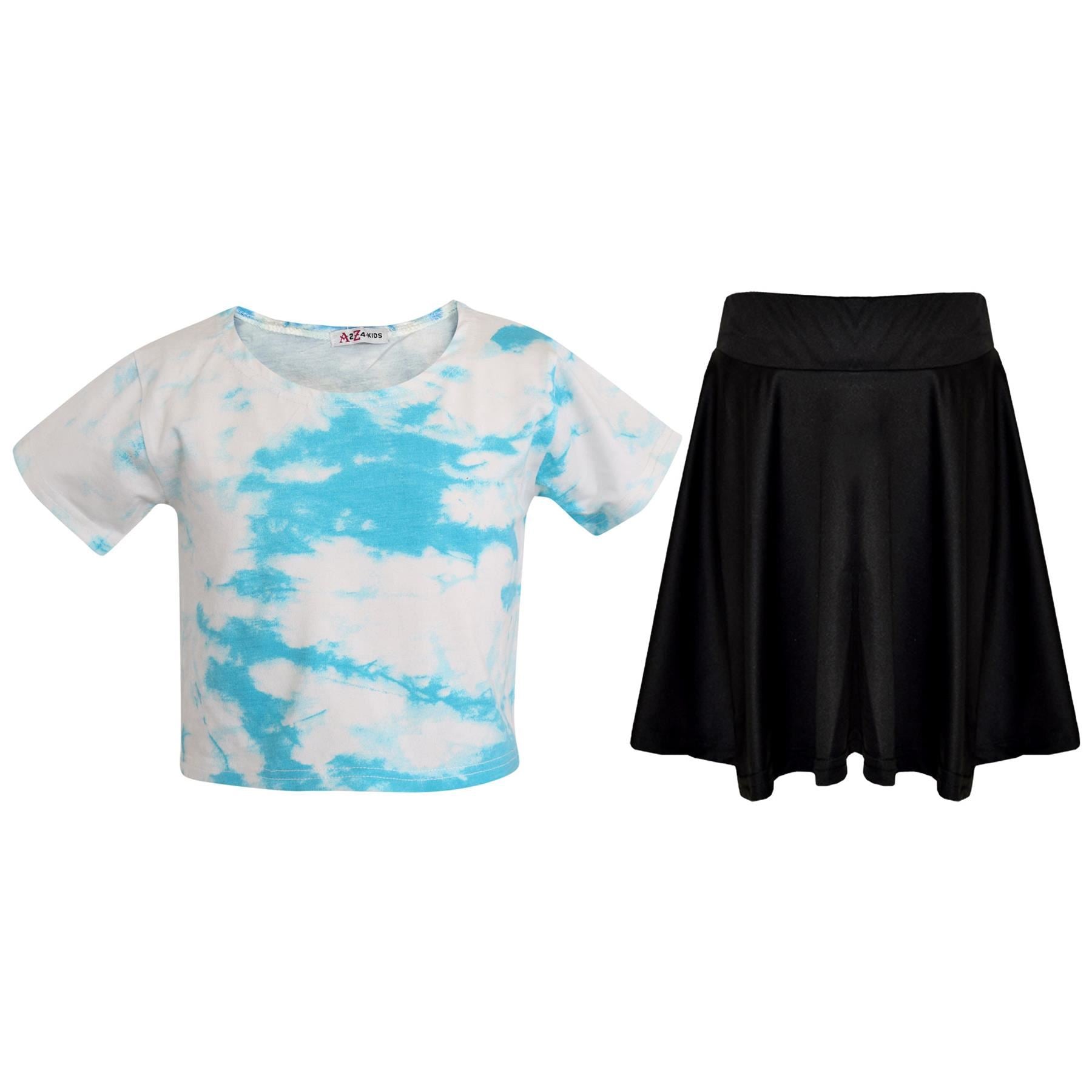 Kids Girls Tie Dye Print Crop & Skirt Set