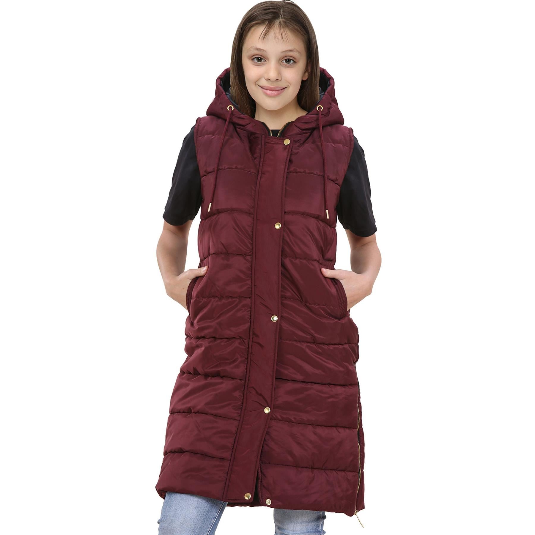 Kids Girls Oversized Gilet Long Line Style Wine Jacket - Kids Clothing Store