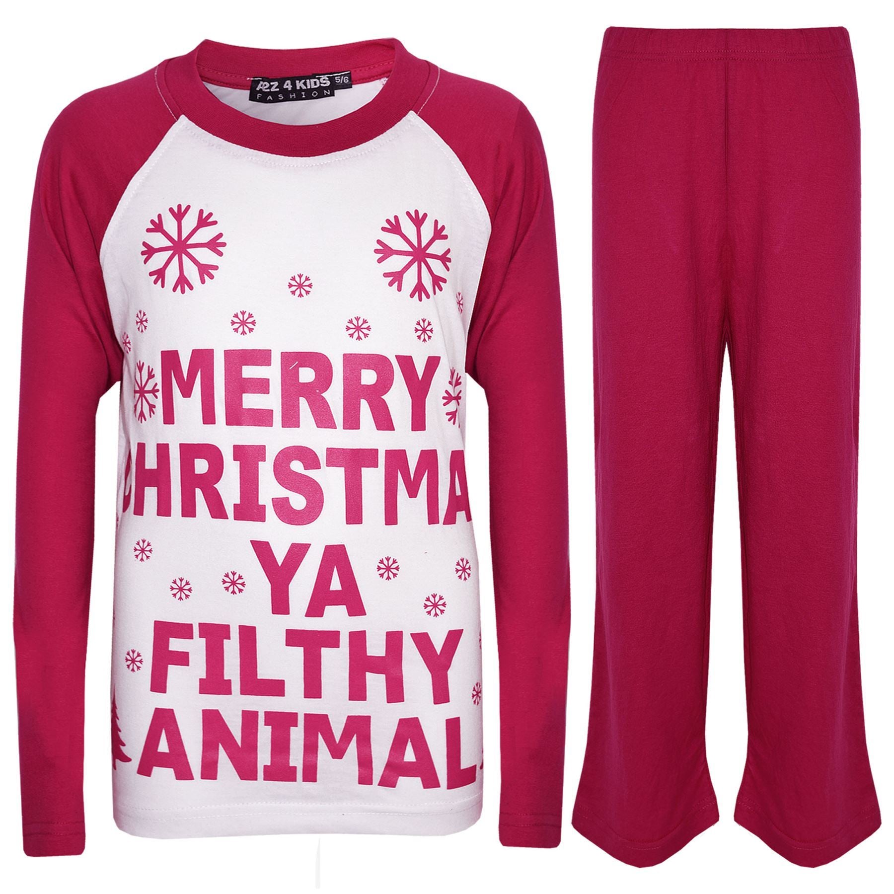 Kids Girls PJS Merry Christmas Ya Filthy Animal Print Trendy PJS Age 2-13 Years