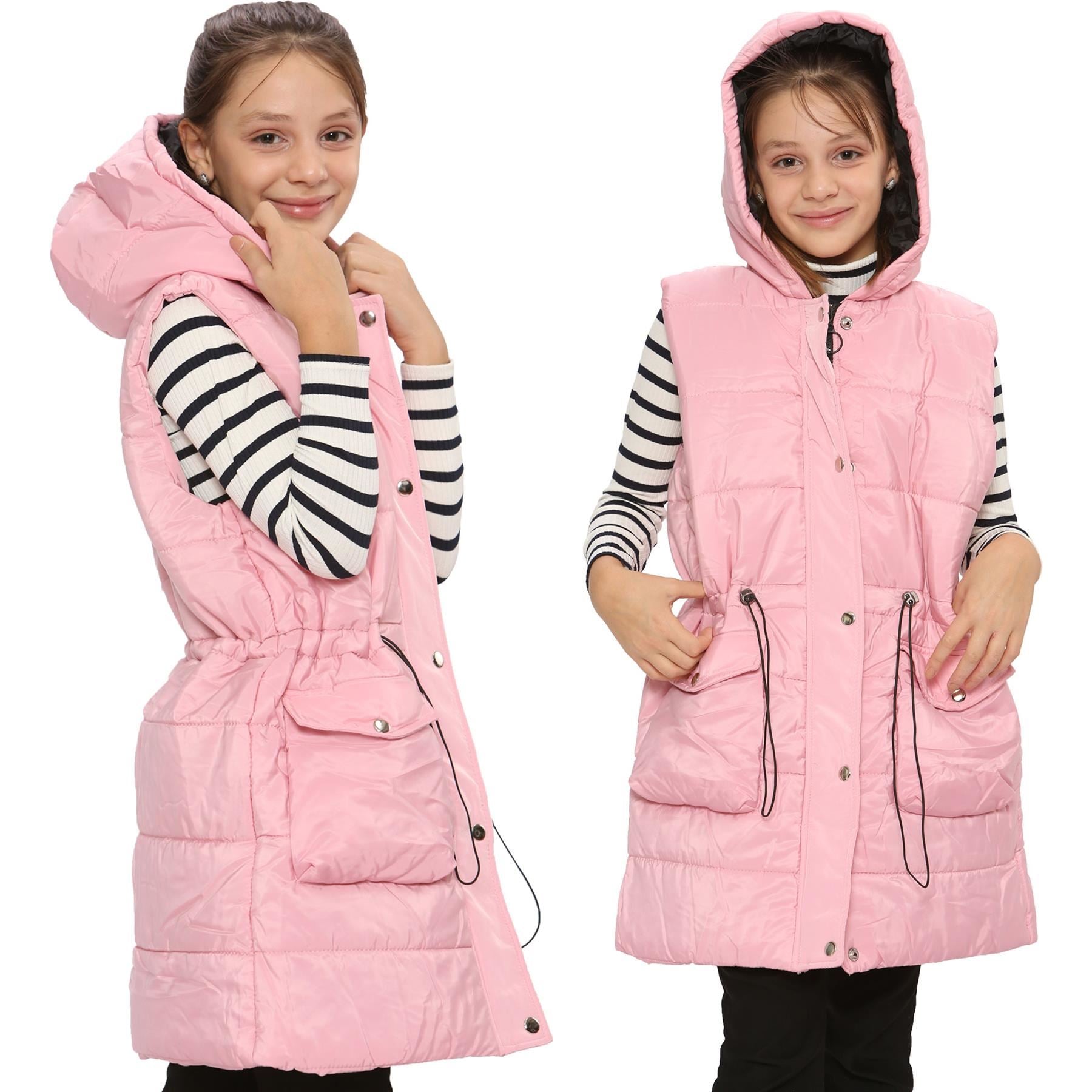 Kids Girls Oversized Gilet Long Line Style Jacket