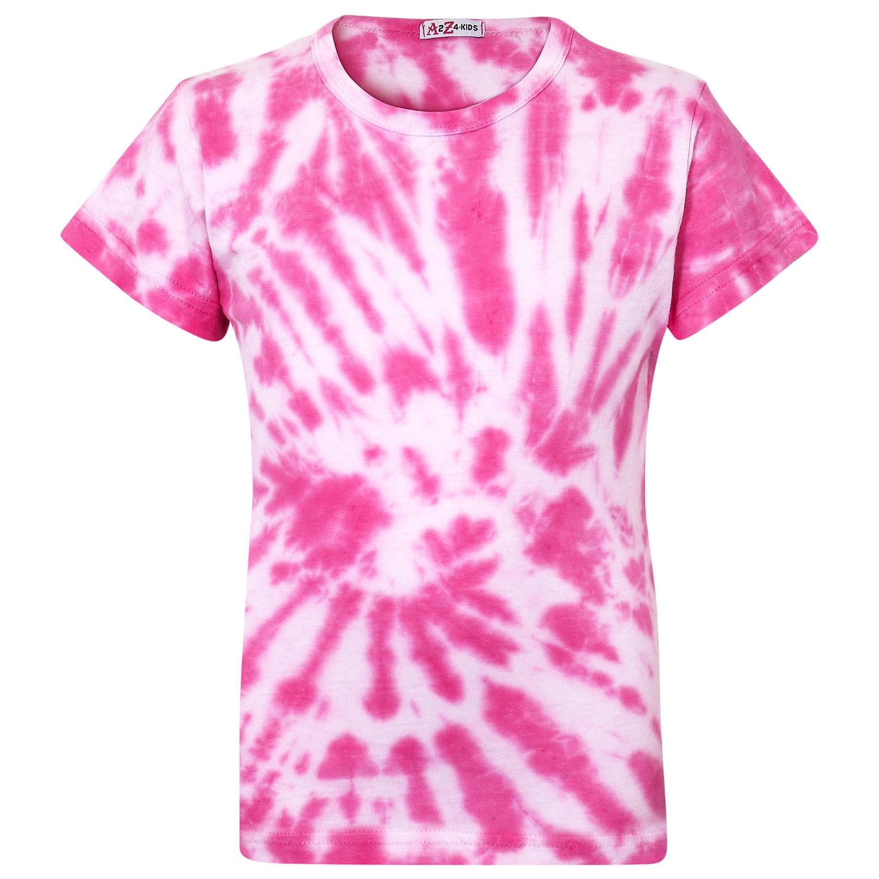 Girls T Shirts Dyed Pink Tie Dye Print Trendy Fashion