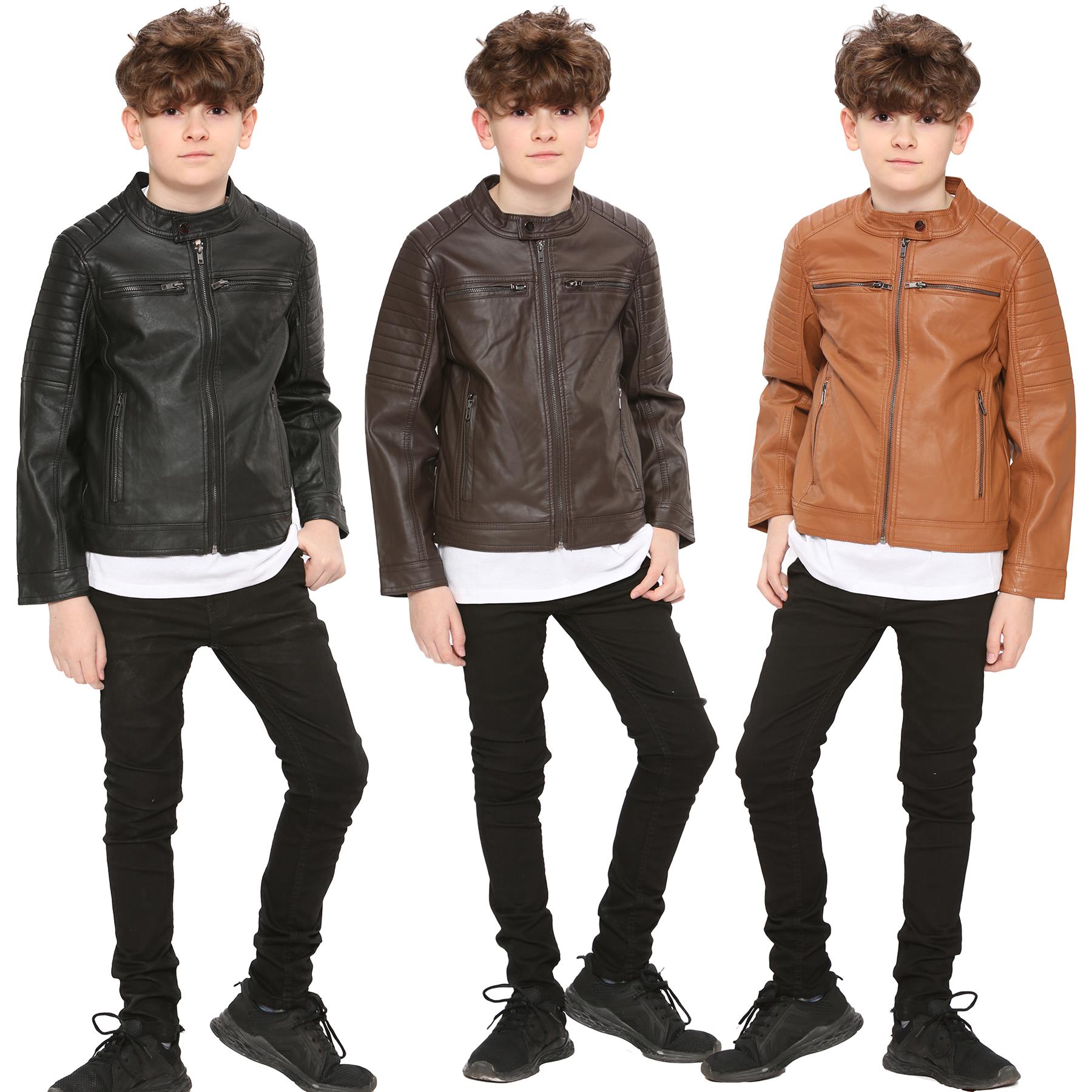 Kids Motorcycle Biker Boys Stylish Leather Jacket - Kids Clothing Store