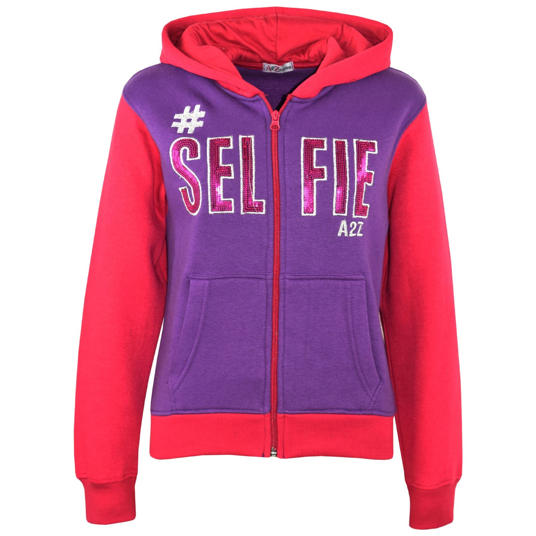 Girls #SELFIE Sequin Embroidered Purple & Pink Tracksuit