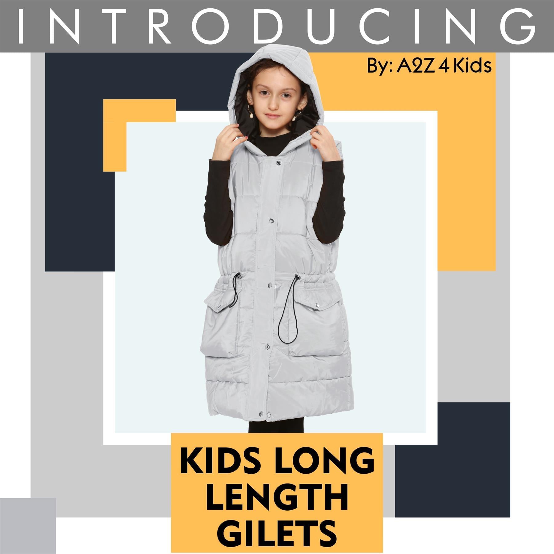 Kids Girls Oversized Gilet Long Line Style Jacket