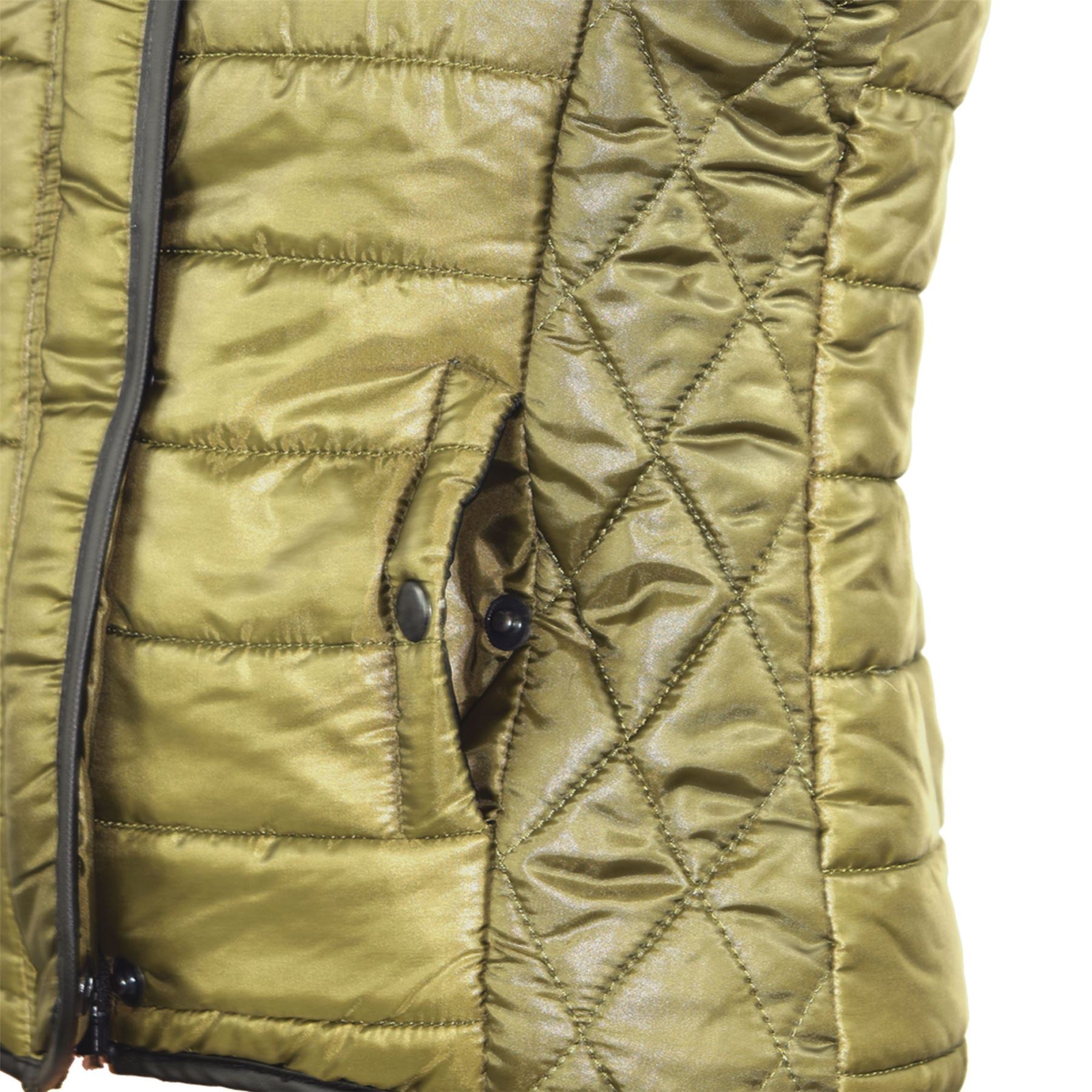 Kids Boys Girls Puffer Quilted Olive Sleeveless Wet Look Jacket