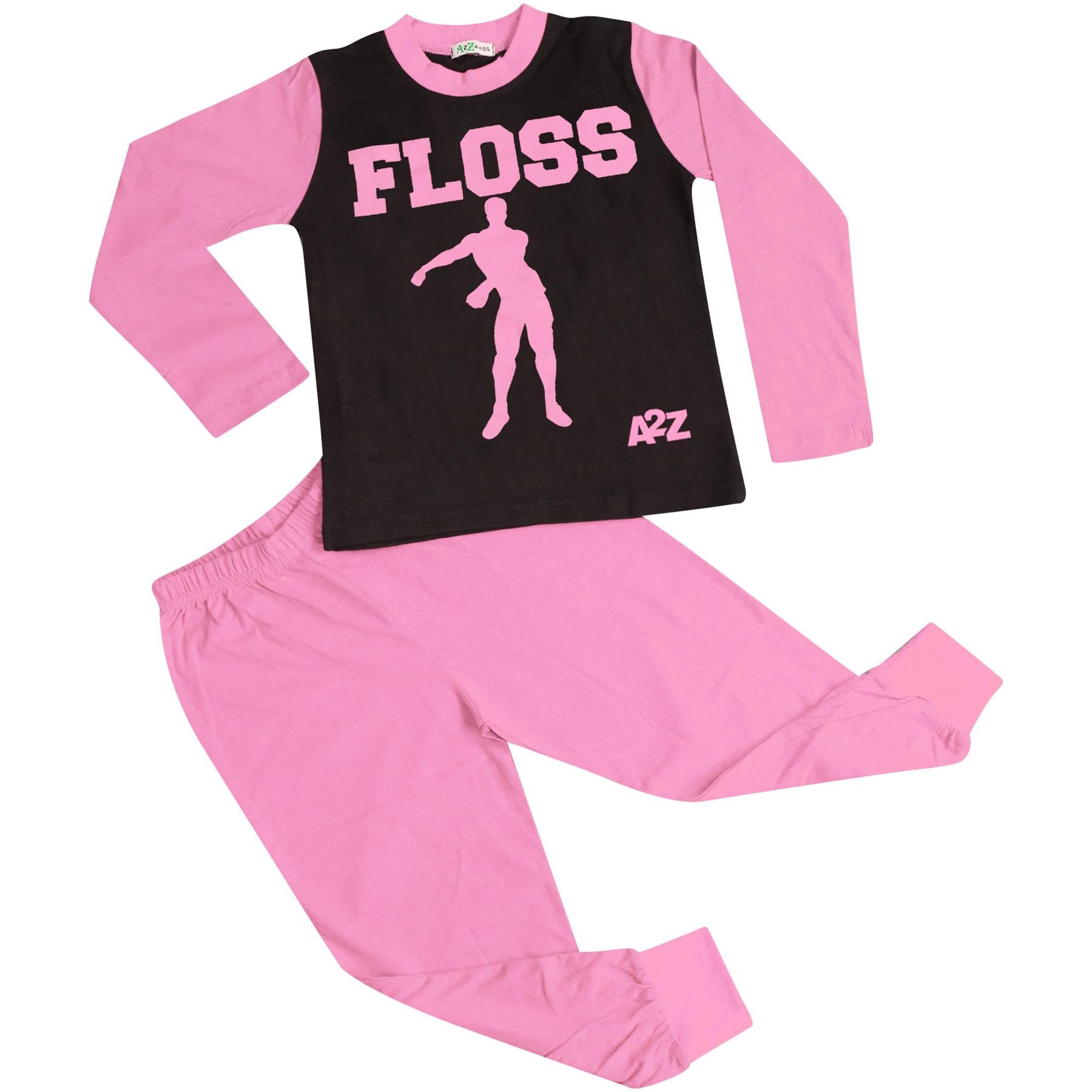 Kids Girls Pyjamas Baby Pink Trendy Floss A2Z Print Xmas