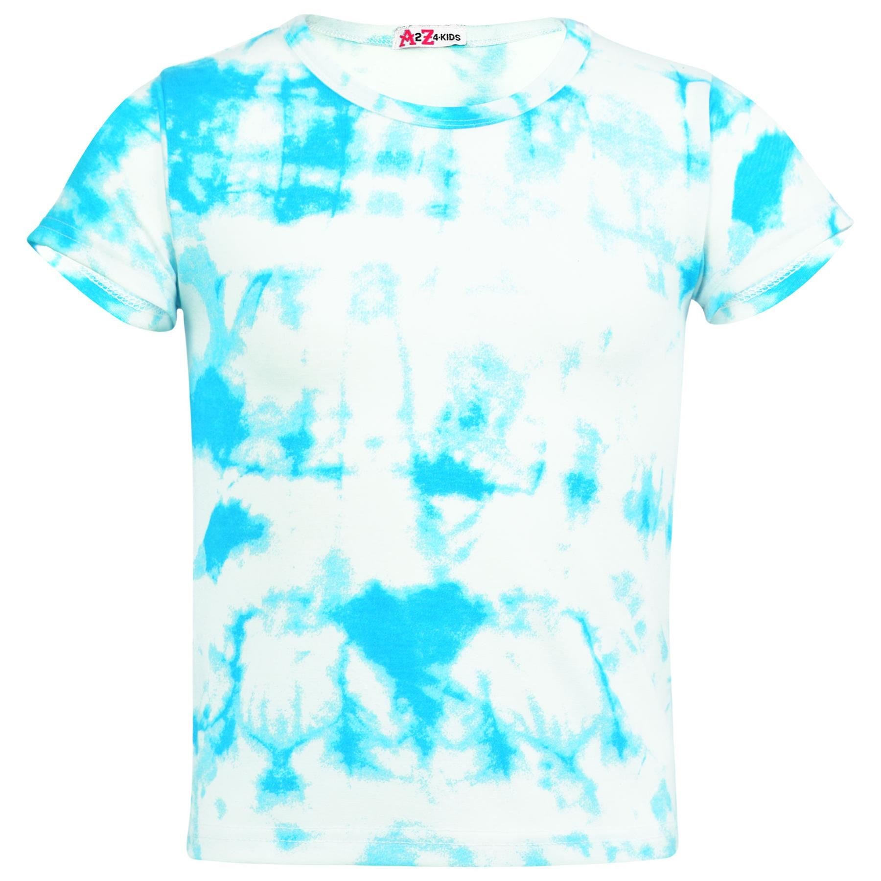 Girls Blue Tie Dye Print T Shirts