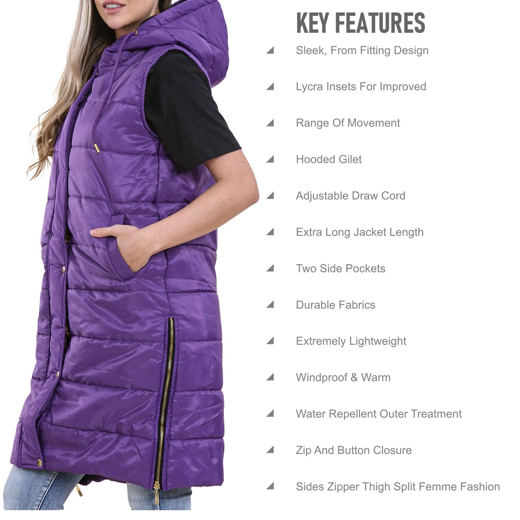Ladies Oversized Gilet Sleeveless Fashion Purple Jackets
