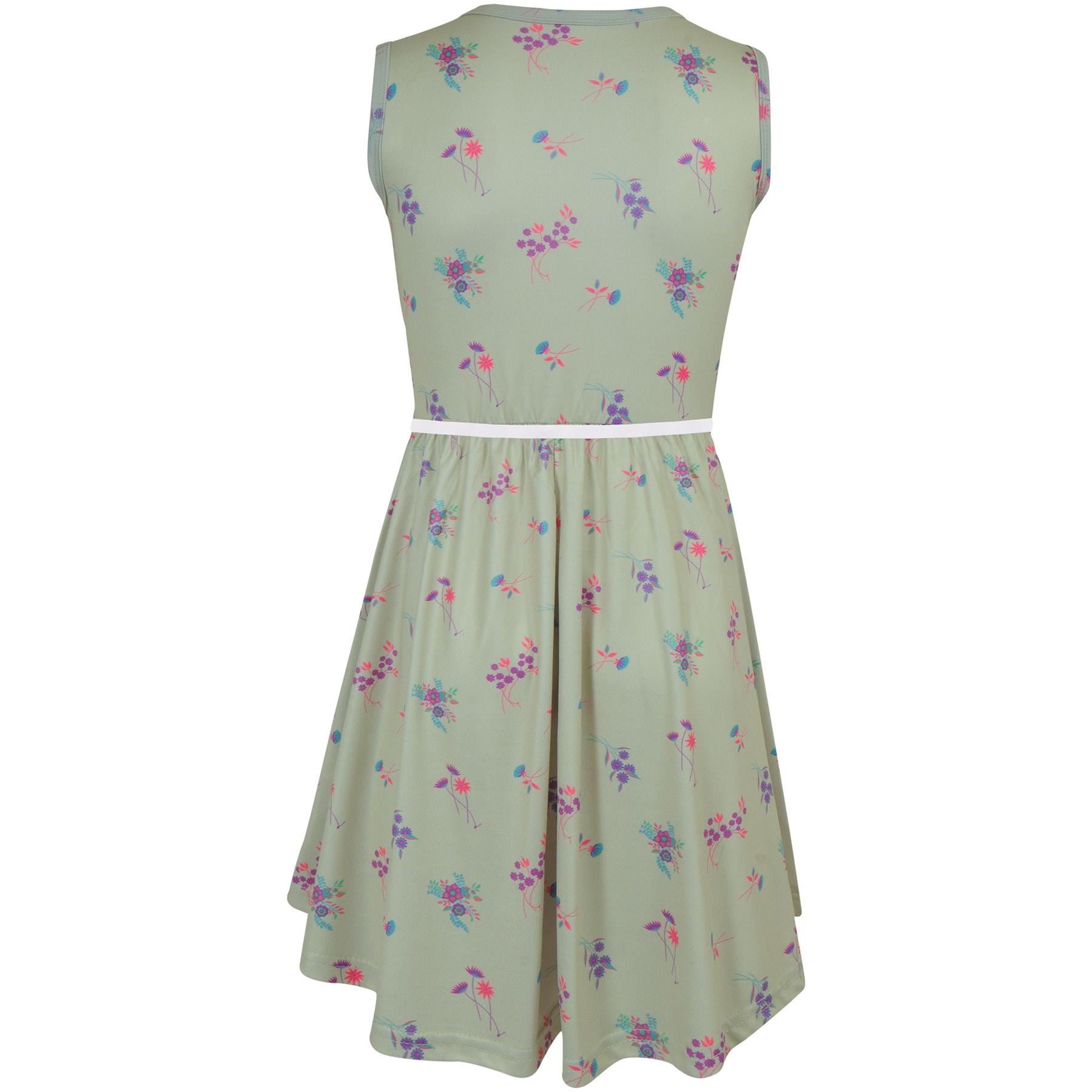 Kids Girls Sleeveless Wild Flowers & Butterflies Print Skater Dress