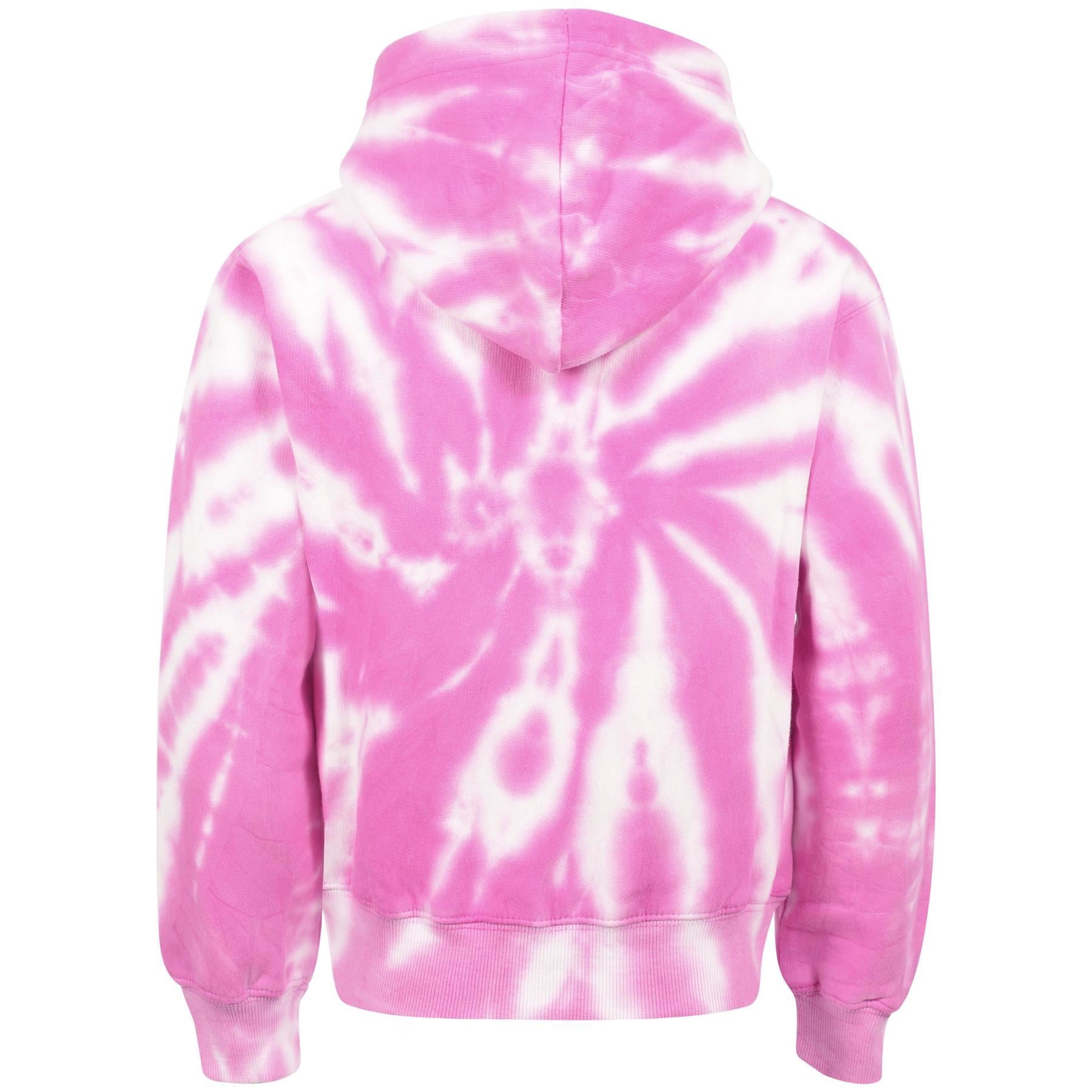 Kids Girls Tie Dye Printed Pink Hooded Zipper