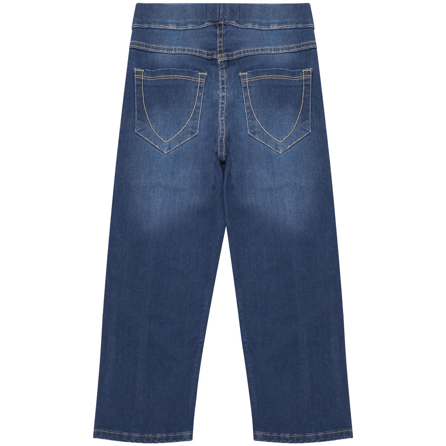 Kids Girls Relaxed Straight Fit Boot Cut Mid Blue Jeans