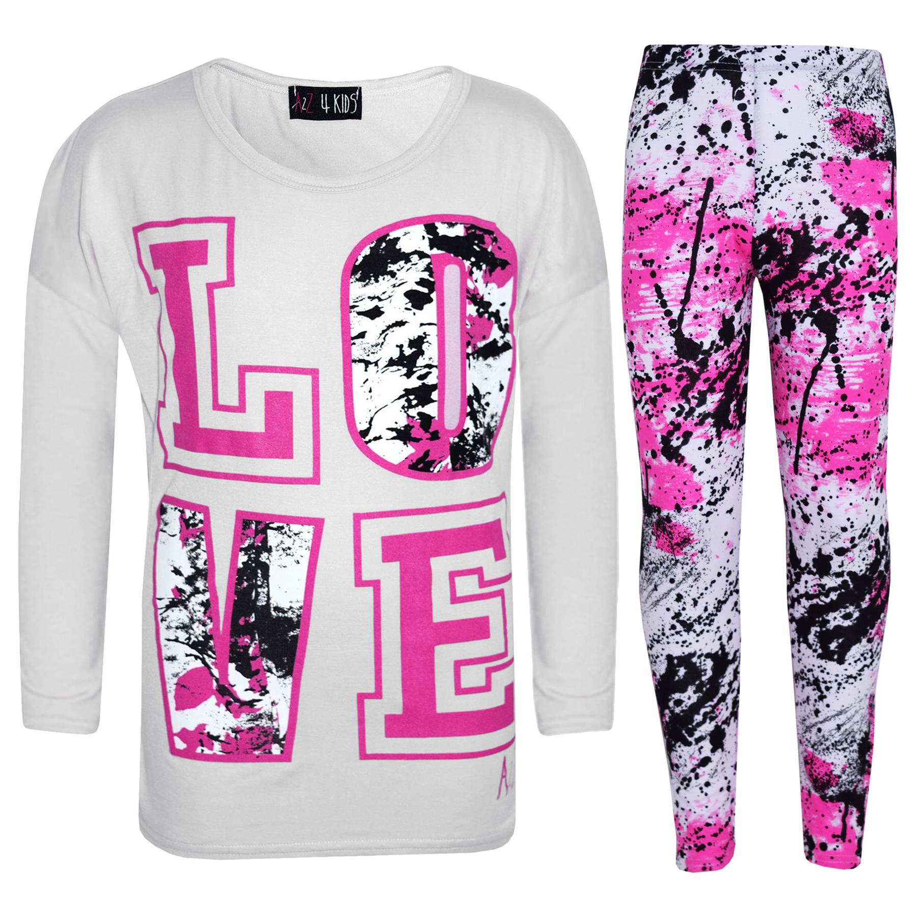 Kids Girls Love Selfie Printed Top & Legging Splash Set