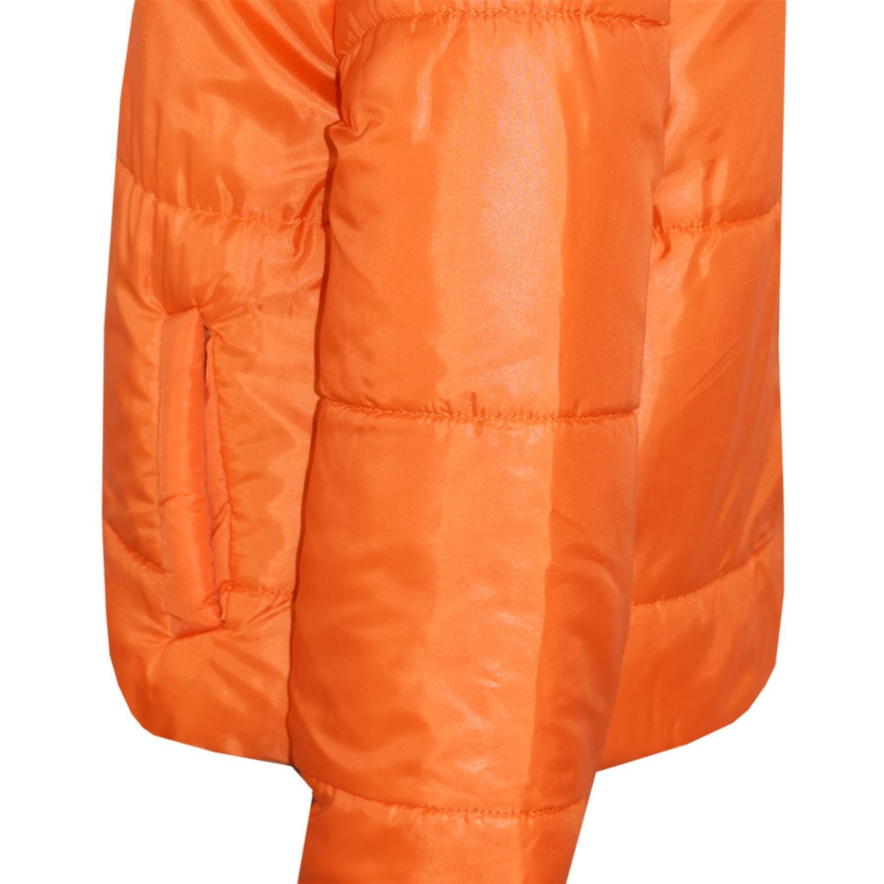 Girls Orange Wetlook Padded Quilted Puffer Jacket - Kids Clothing Store