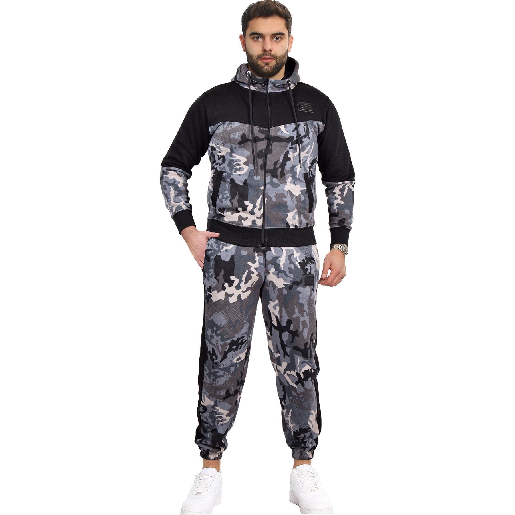 Mens Tracksuit Camouflage Hoodie Sweatpants Gents