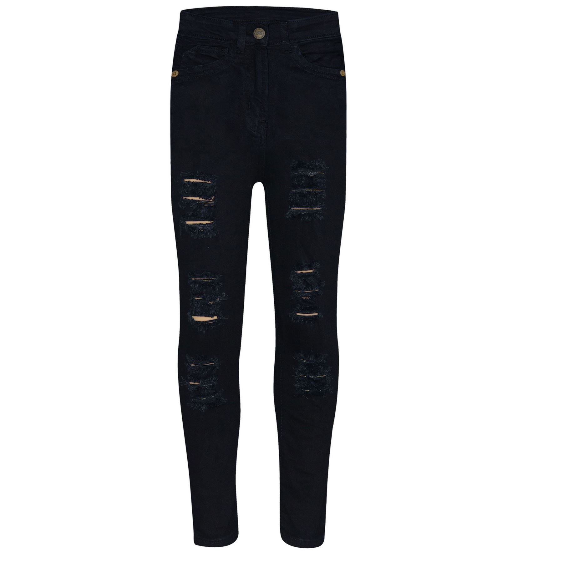 Girls Denim Ripped Skinny Jeans Lightweight Pants