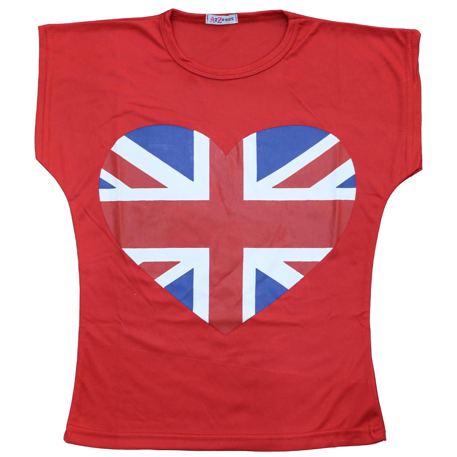 Kids Girls England Football World Cup Heart Print T Shirt Top