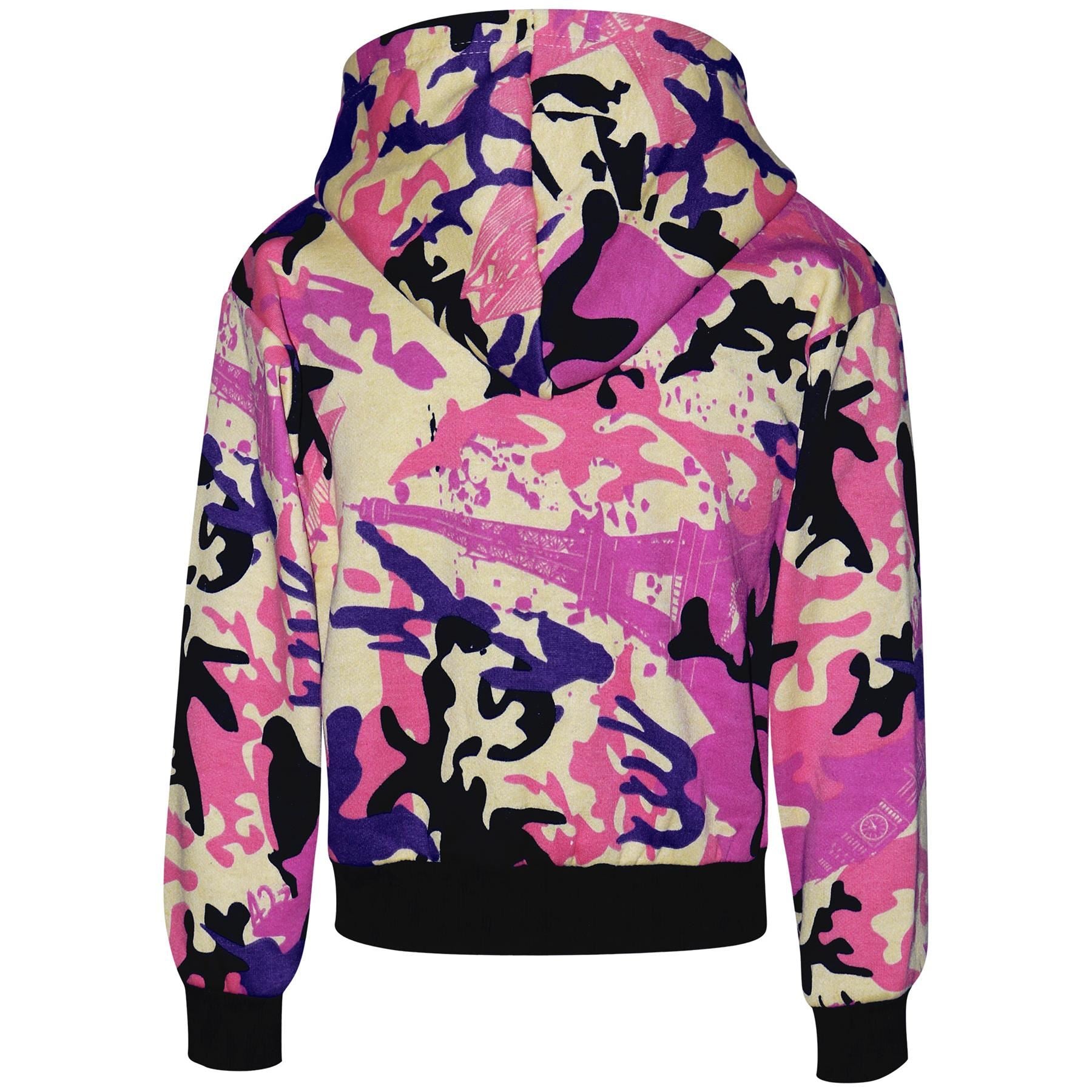 Kids Girls #Selfie Printed Hooded Crop Top & Bottom Jogging Suit