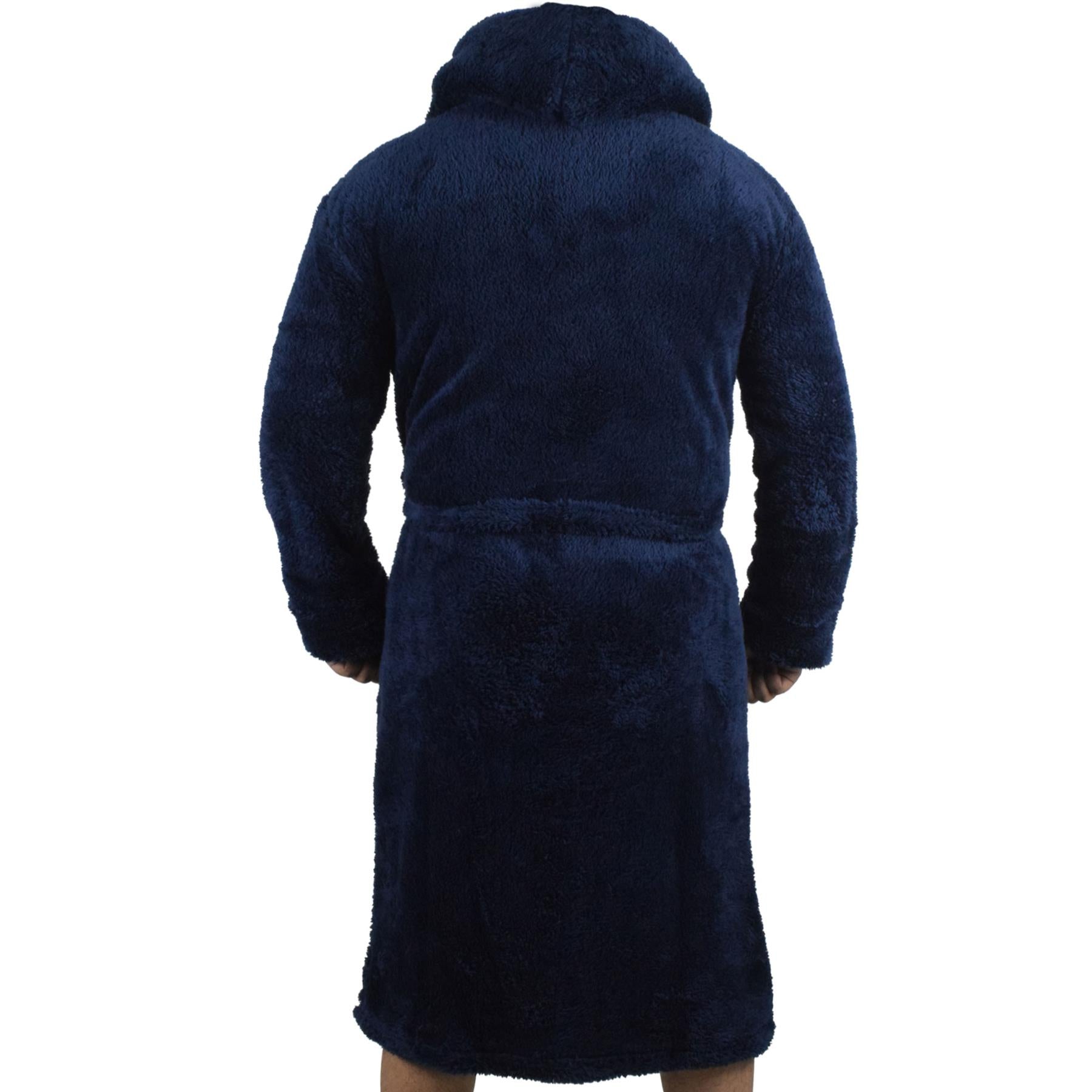 Adults Fleece Navy Bathrobe Dressing Gown For Ladies Gents