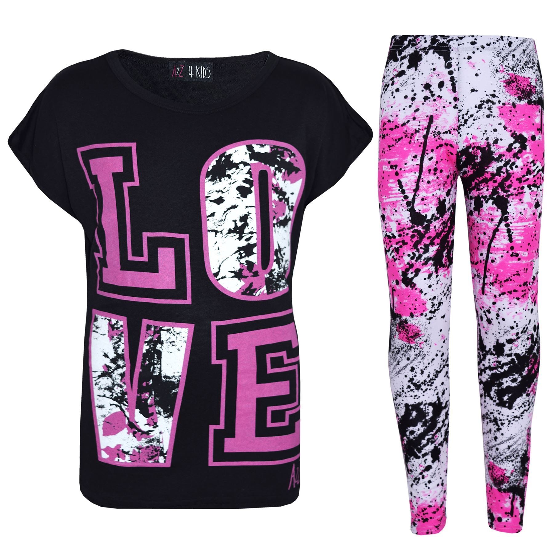 Kids Girls Love Selfie Printed Top & Legging Splash Set