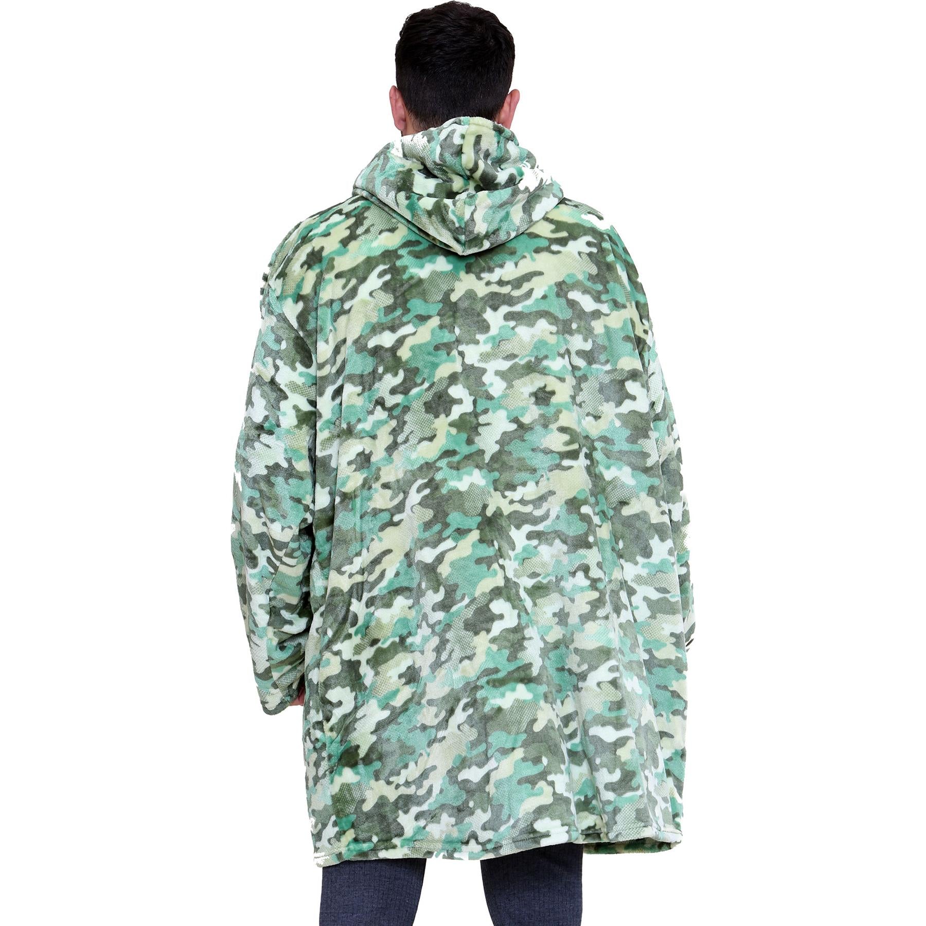 Unisex Mens Ladies Oversized Camo Green Snuggle Hoodie